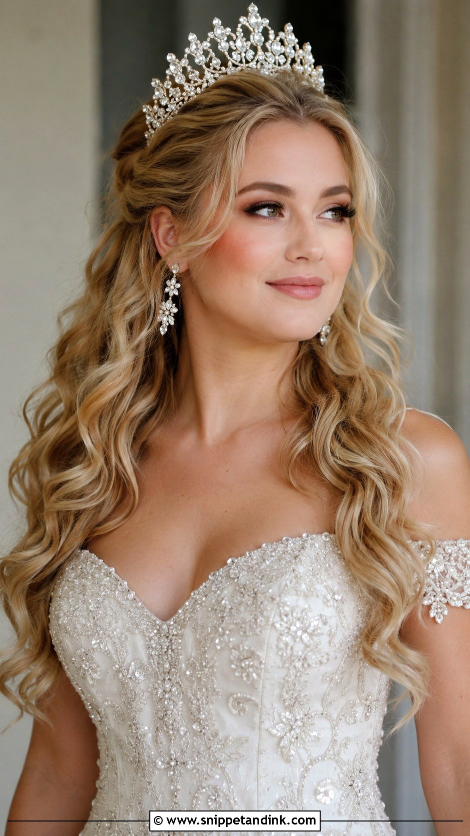 Wavy Hair With Tiara for Wedding - Snippet and Ink - 25 Wavy Hair for Wedding Ideas