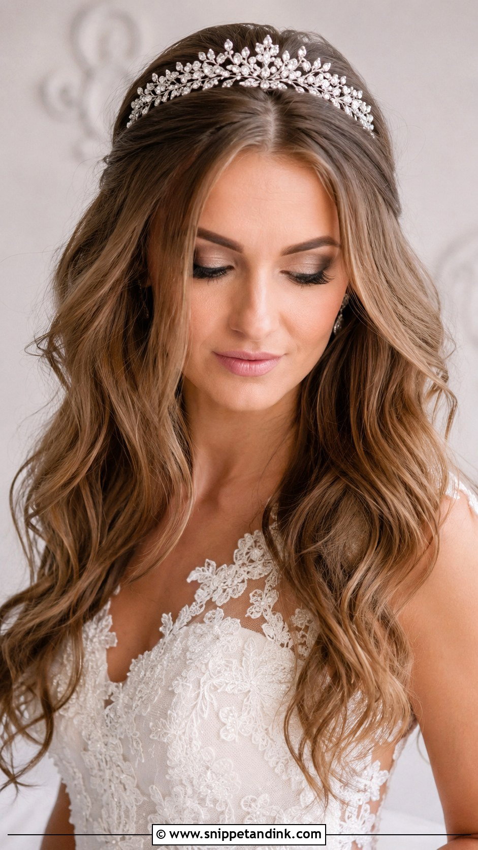 Wavy Hair With Tiara for Wedding - Snippet and Ink - 25 Open Hairstyles for Wedding