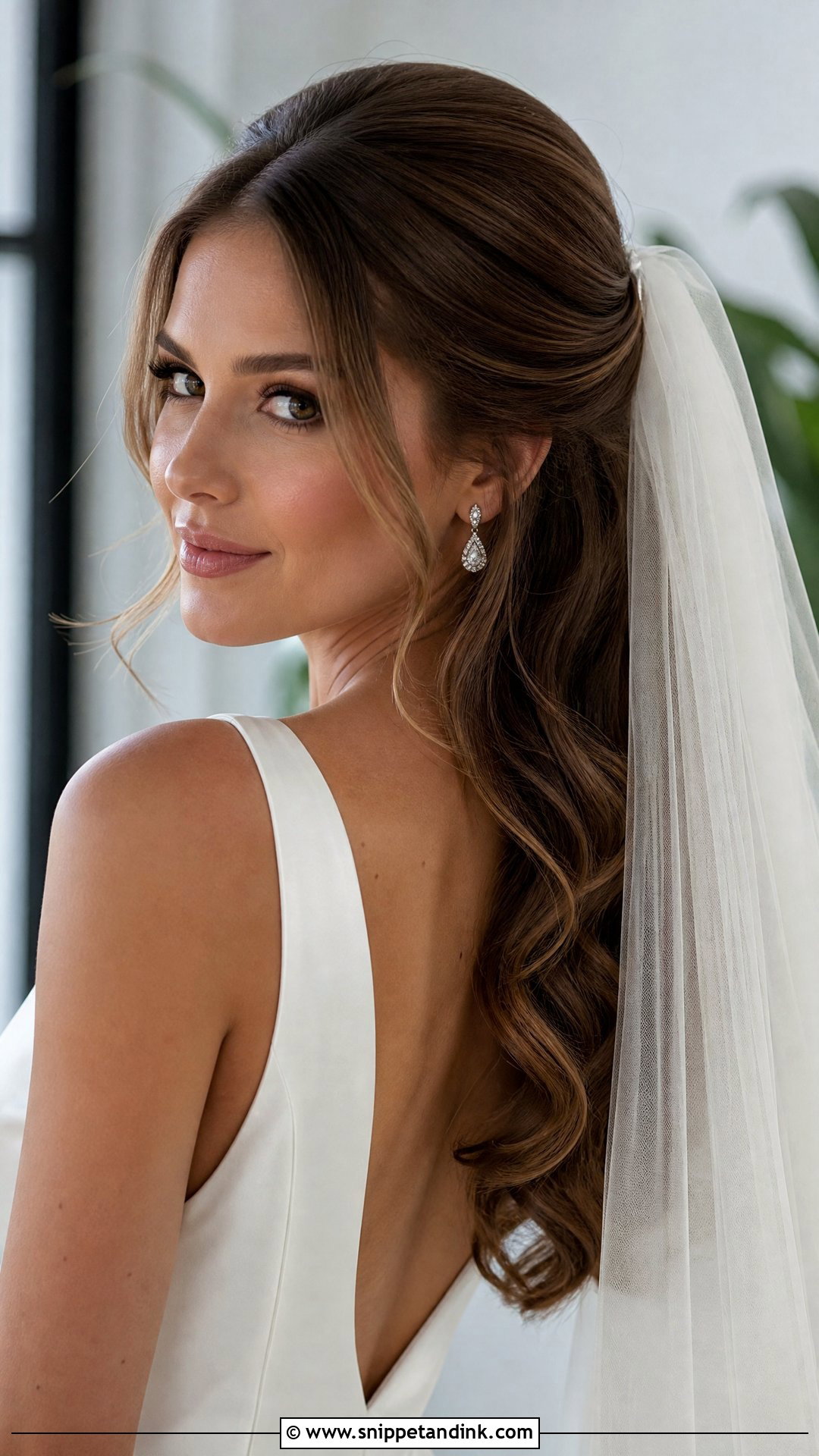 Wavy Hair With Veil Wedding Hairstyle - Snippet and Ink - 20 Wavy Hair Wedding Hairstyles