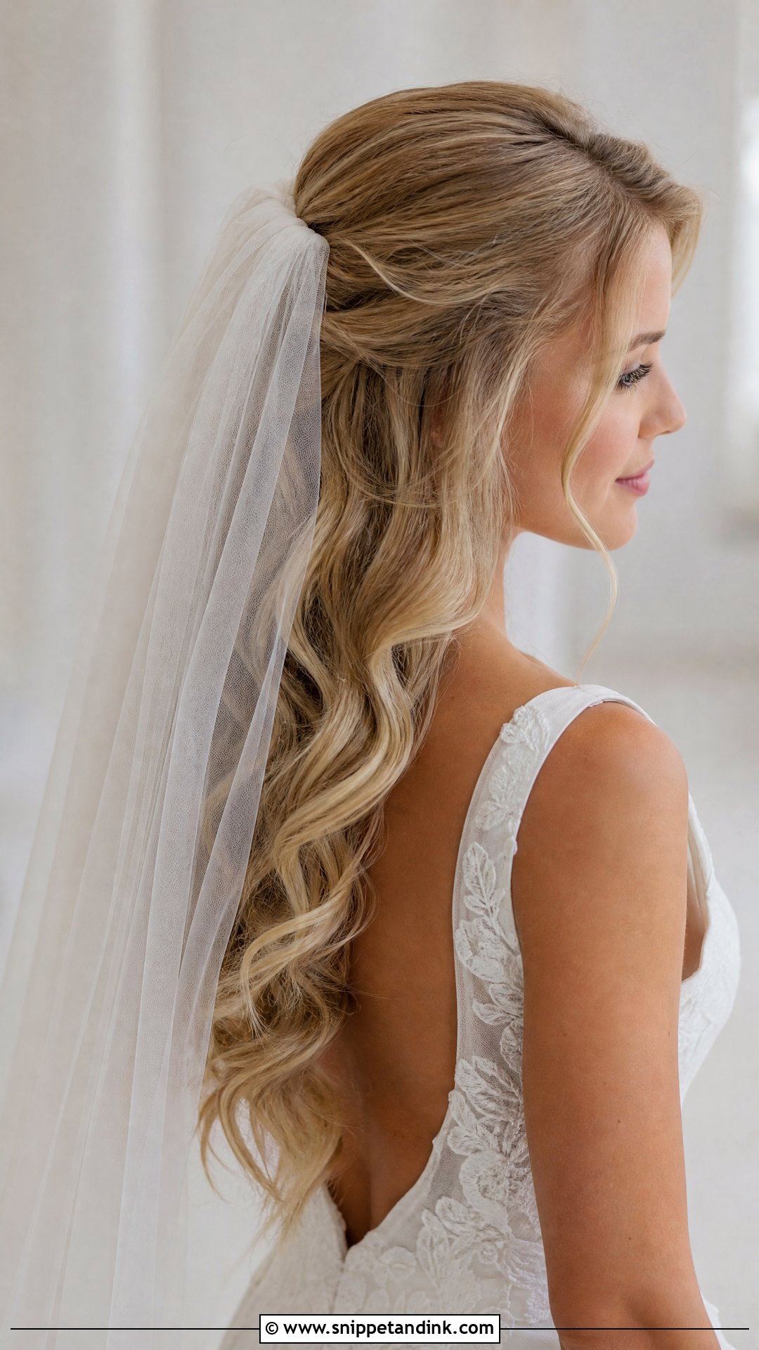 Wavy Hair With Veil for Wedding - Snippet and Ink - 20 Wavy Hairstyle for Wedding Ideas