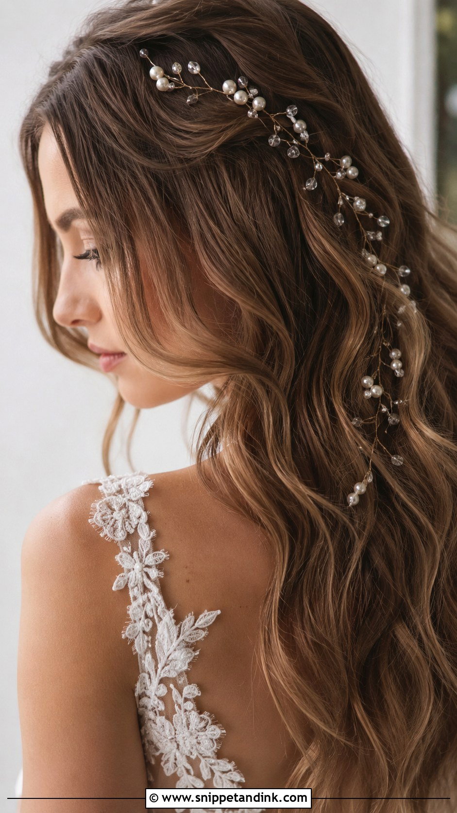 Wavy Hair With a Hair Vine Accessory - Snippet and Ink - 20 Wavy Wedding Hairstyles