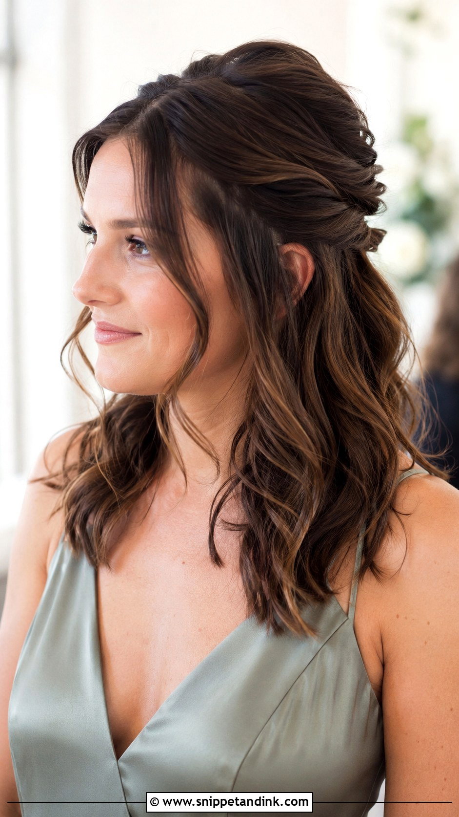 Wavy Half Up Half Down Bridesmaid Hairstyle - Snippet and Ink - 20 Wavy Bridesmaid Hairstyles