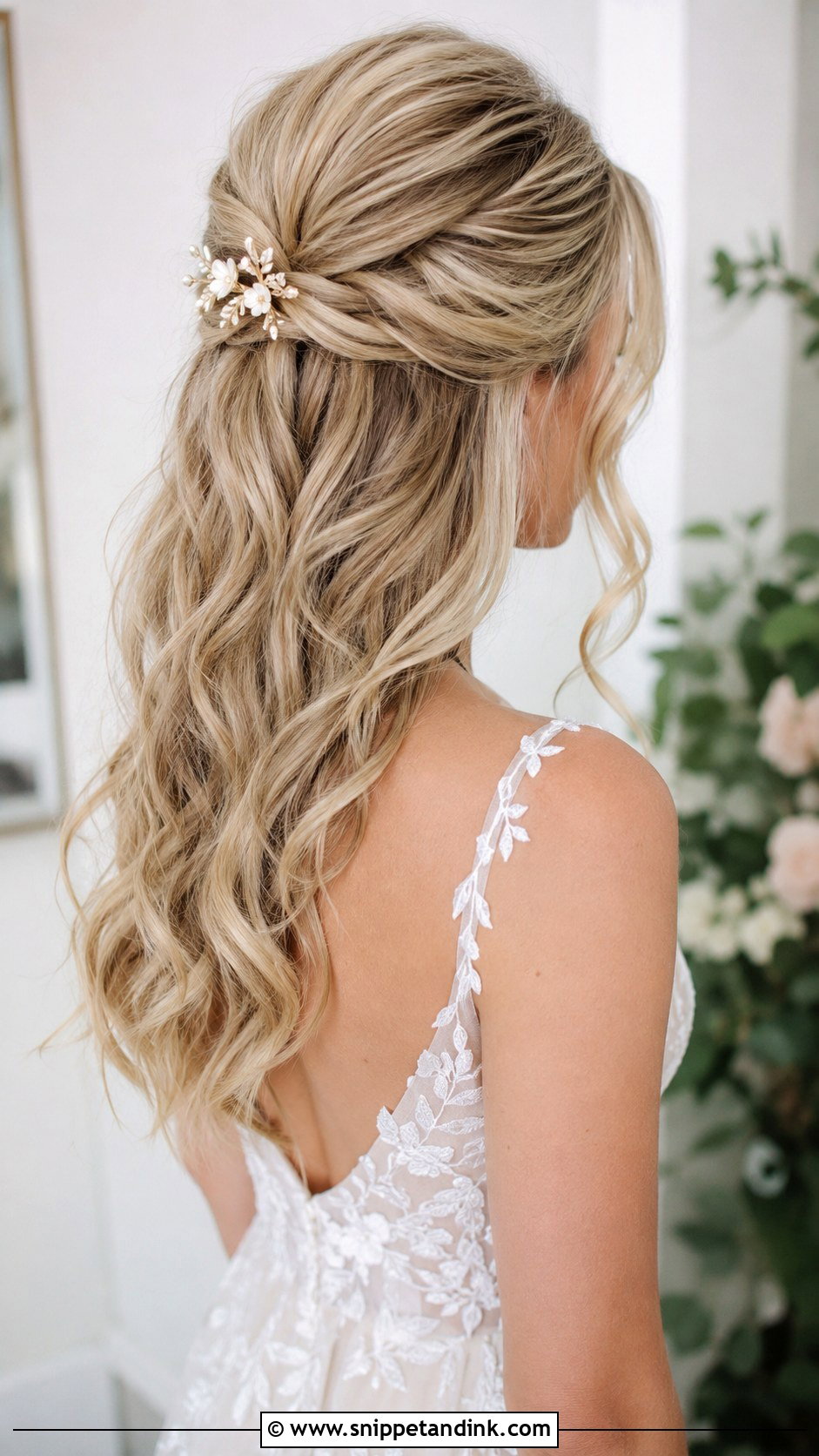 Wavy Half Up Wedding Hair - Snippet and Ink - 25 Easy Wedding Hair Ideas