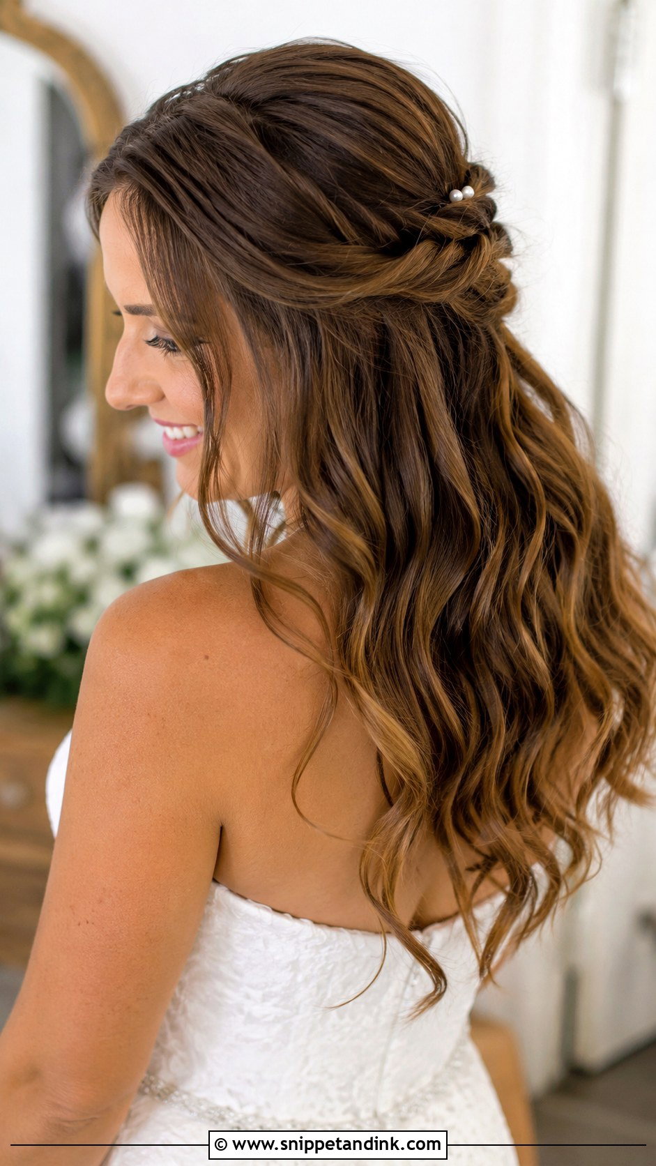 Wavy Half Up With Twisted Detail - Snippet and Ink - 20 2024 Wedding Hair Ideas