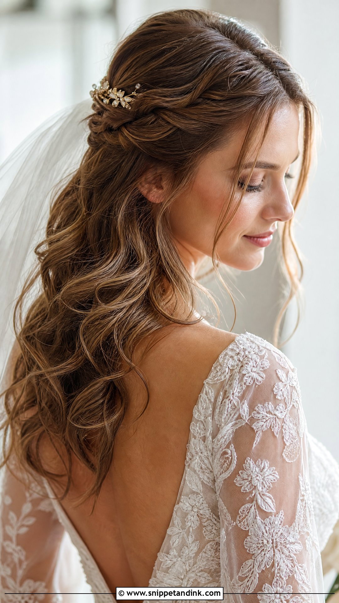 Wavy Half Up With Twists - Snippet and Ink - 20 Fall Wedding Hairstyles