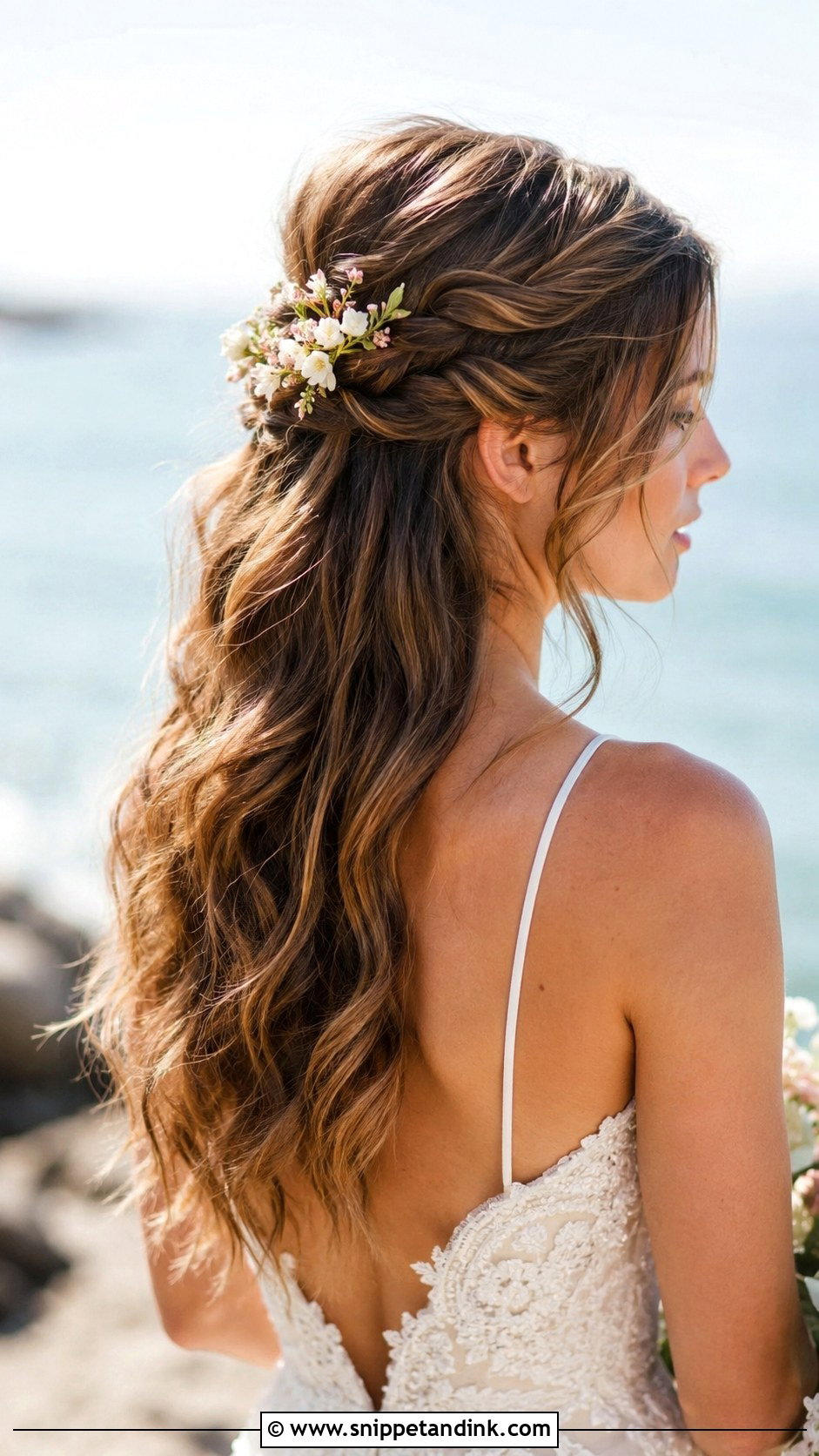Wavy Half Up with Twists - Snippet and Ink - 30 Wedding Hair Styles