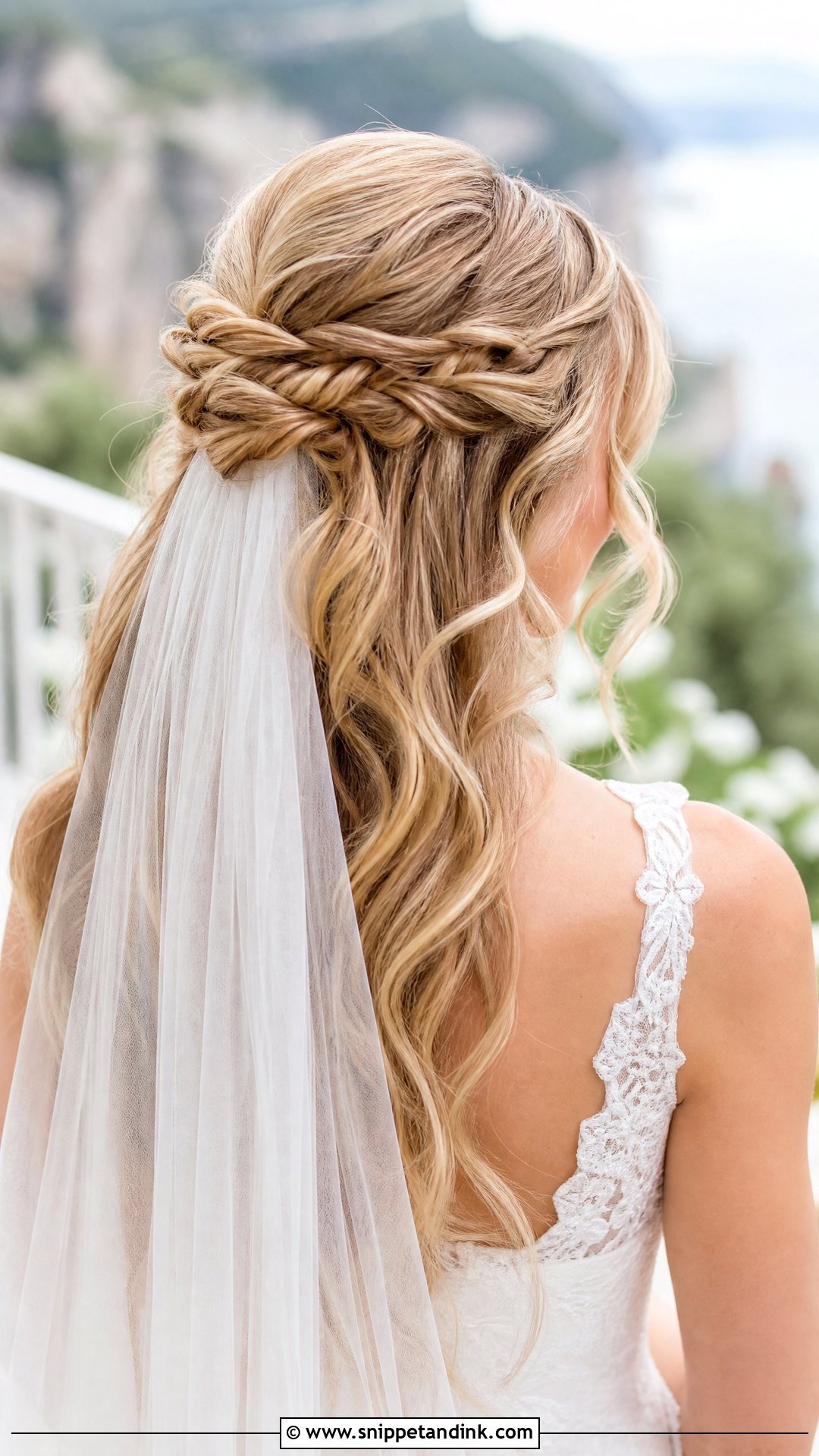 Wavy Half Updo With Twists - Snippet and Ink - 20 Lauren Kyle Wedding Hair Ideas