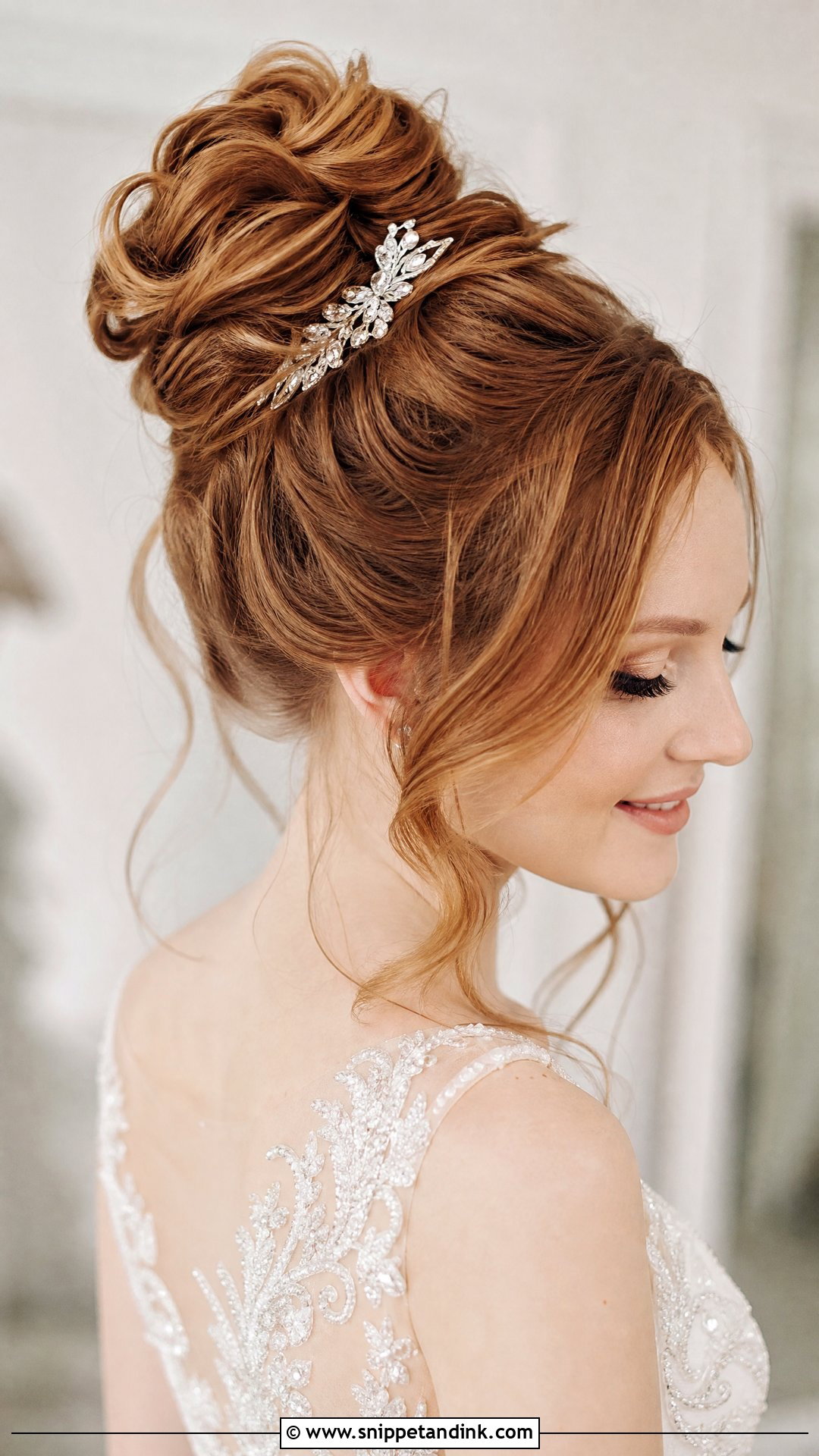Wavy High Bun for Bride - Snippet and Ink - 20 High Bun for Wedding Ideas