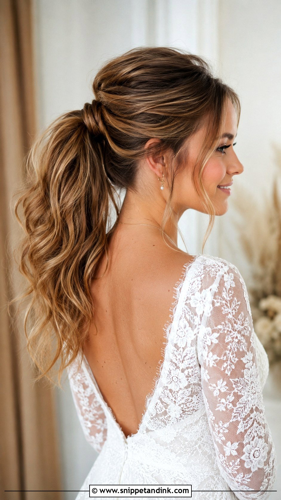 Wavy High Ponytail Bridal Hair - Snippet and Ink - 15 High Ponytail Bridal Hair Ideas