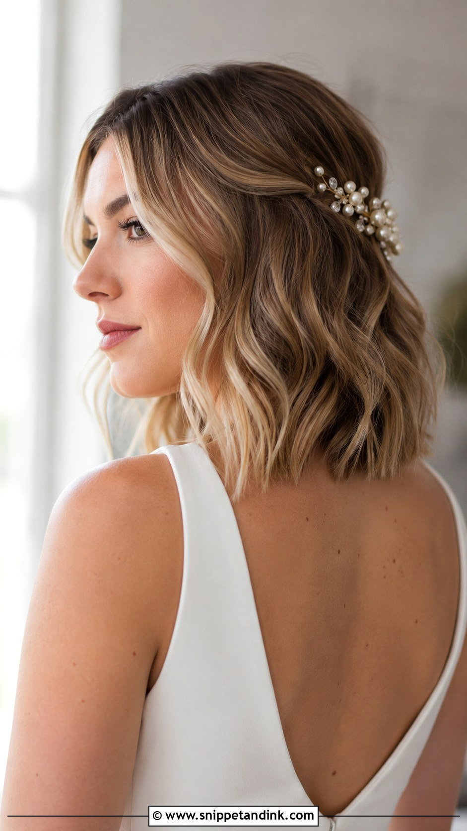 Wavy Lob Bridal Style - Snippet and Ink - 25 Medium Length Bridal Hairstyles