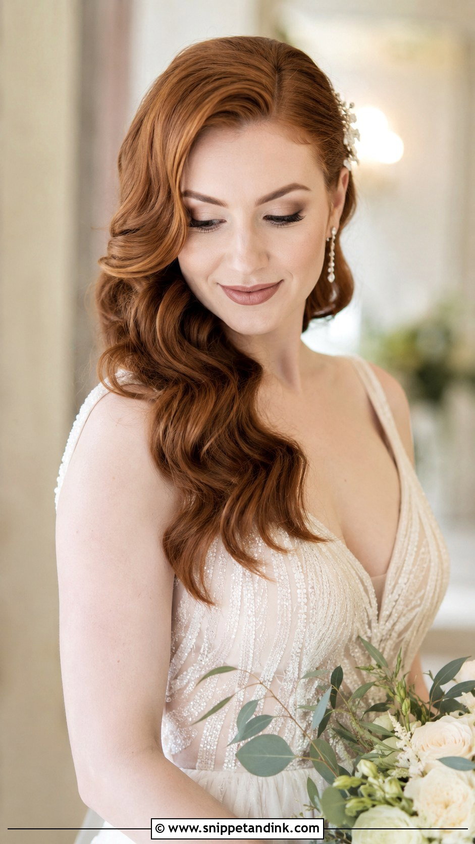 Wavy Lob Wedding Hairstyle - Snippet and Ink - 30 Short Hair Wedding Ideas