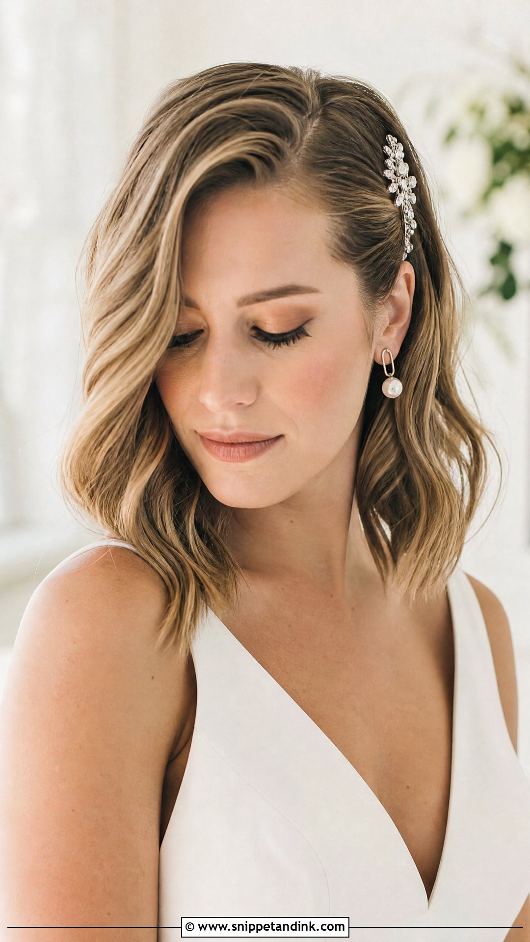 Wavy Lob Wedding Hairstyle - Snippet and Ink - 20 Classic Wedding Hair Ideas