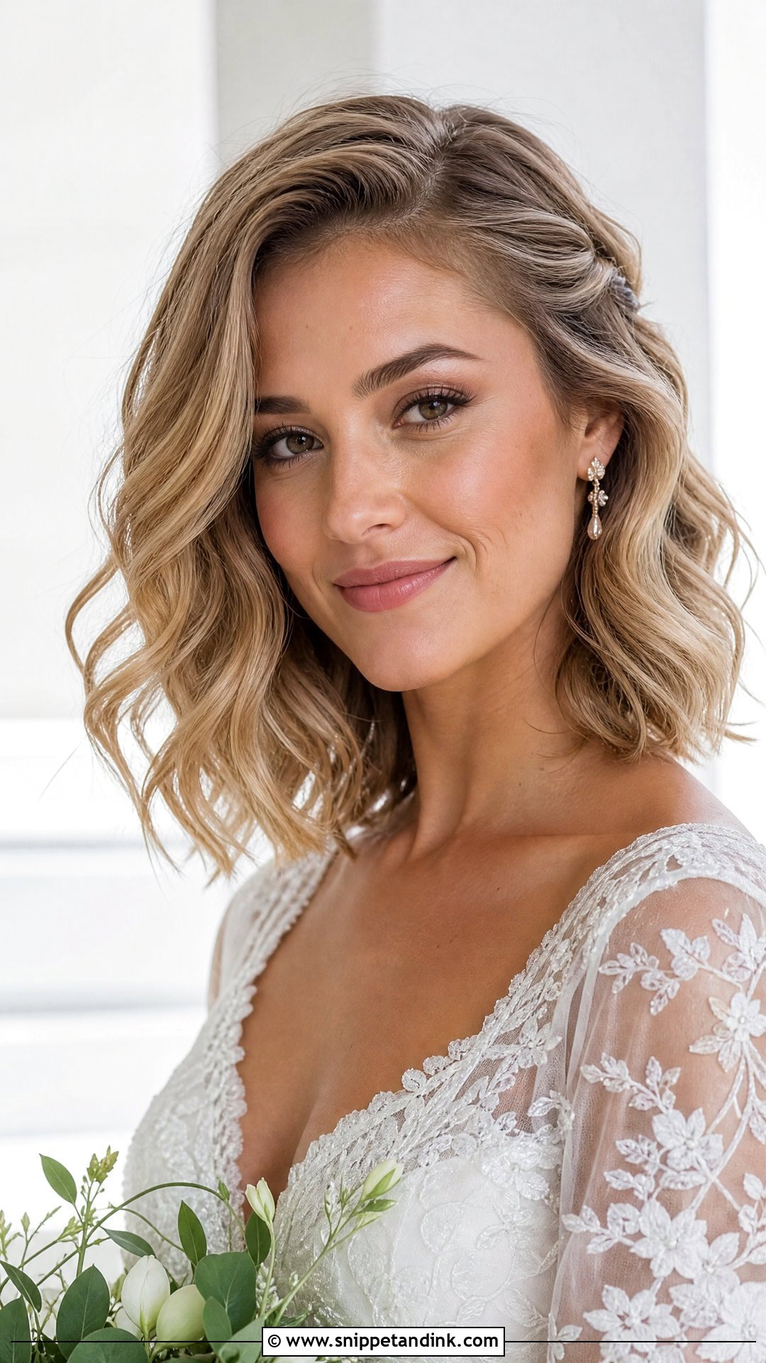 Wavy Lob Wedding Hairstyle - Snippet and Ink - 15 Cute Hairstyles for Short Hair for Wedding