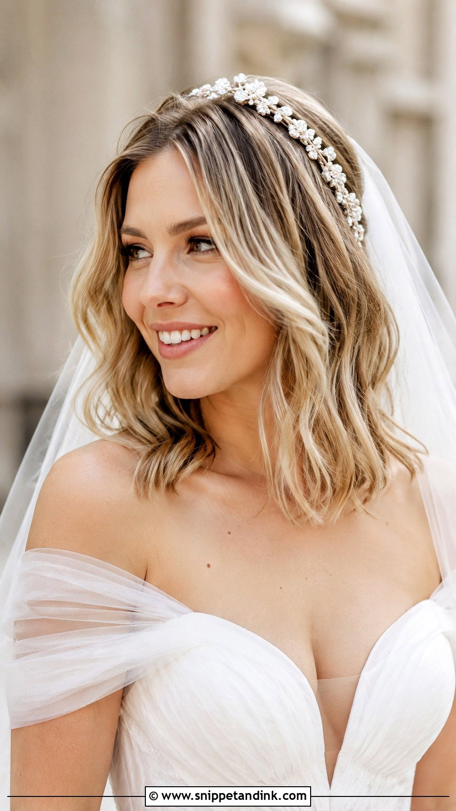 Wavy Lob With Cathedral Veil - Snippet and Ink - 25 Cathedral Veil Hairstyle Ideas