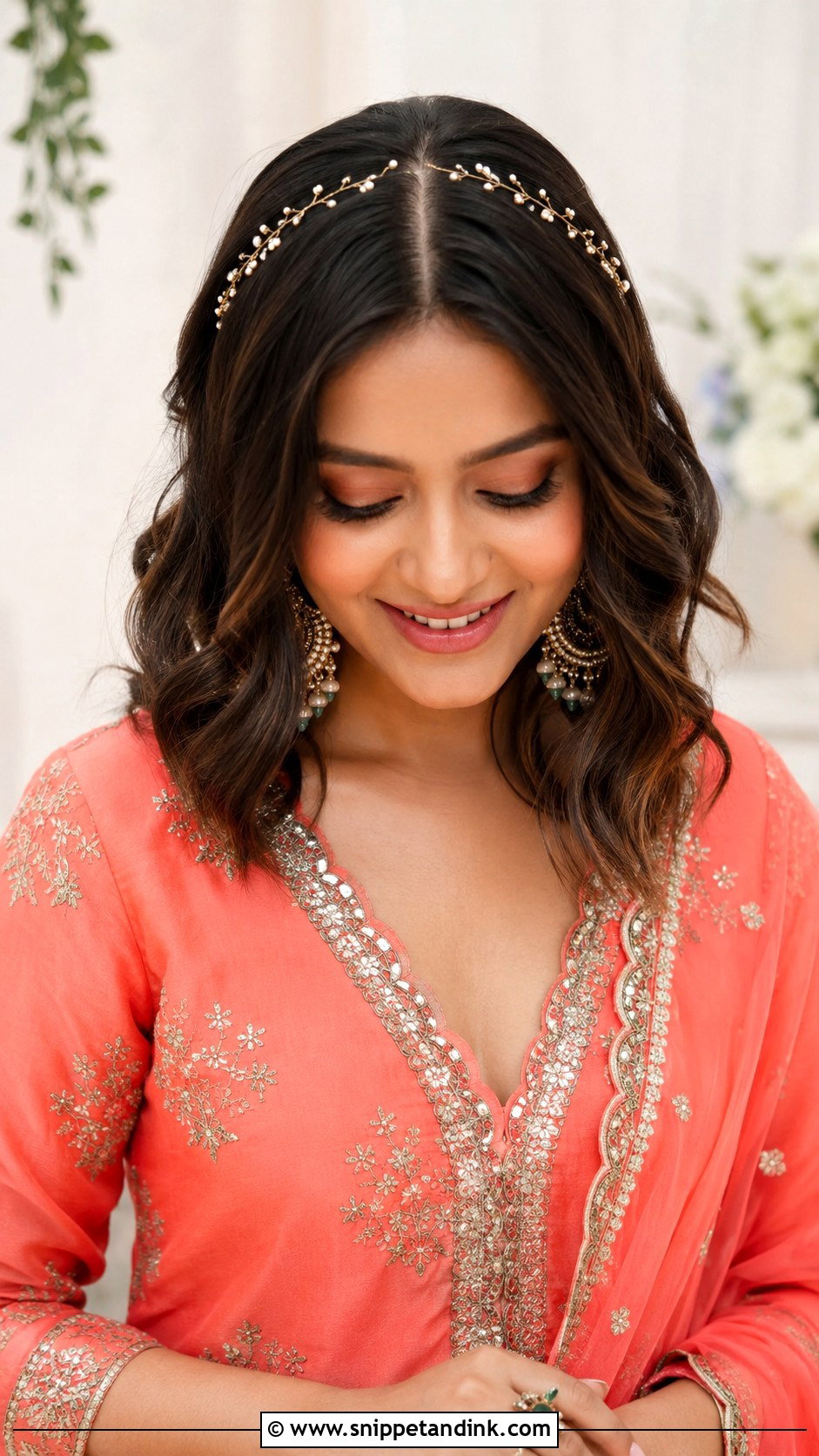 Wavy Lob With Center Part - Snippet and Ink - 25 Short Hairstyle Women Indian Wedding Ideas