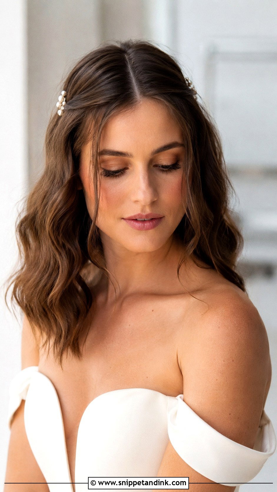 Wavy Lob With Center Part - Snippet and Ink - 30 Wedding Hairstyles Short Hair