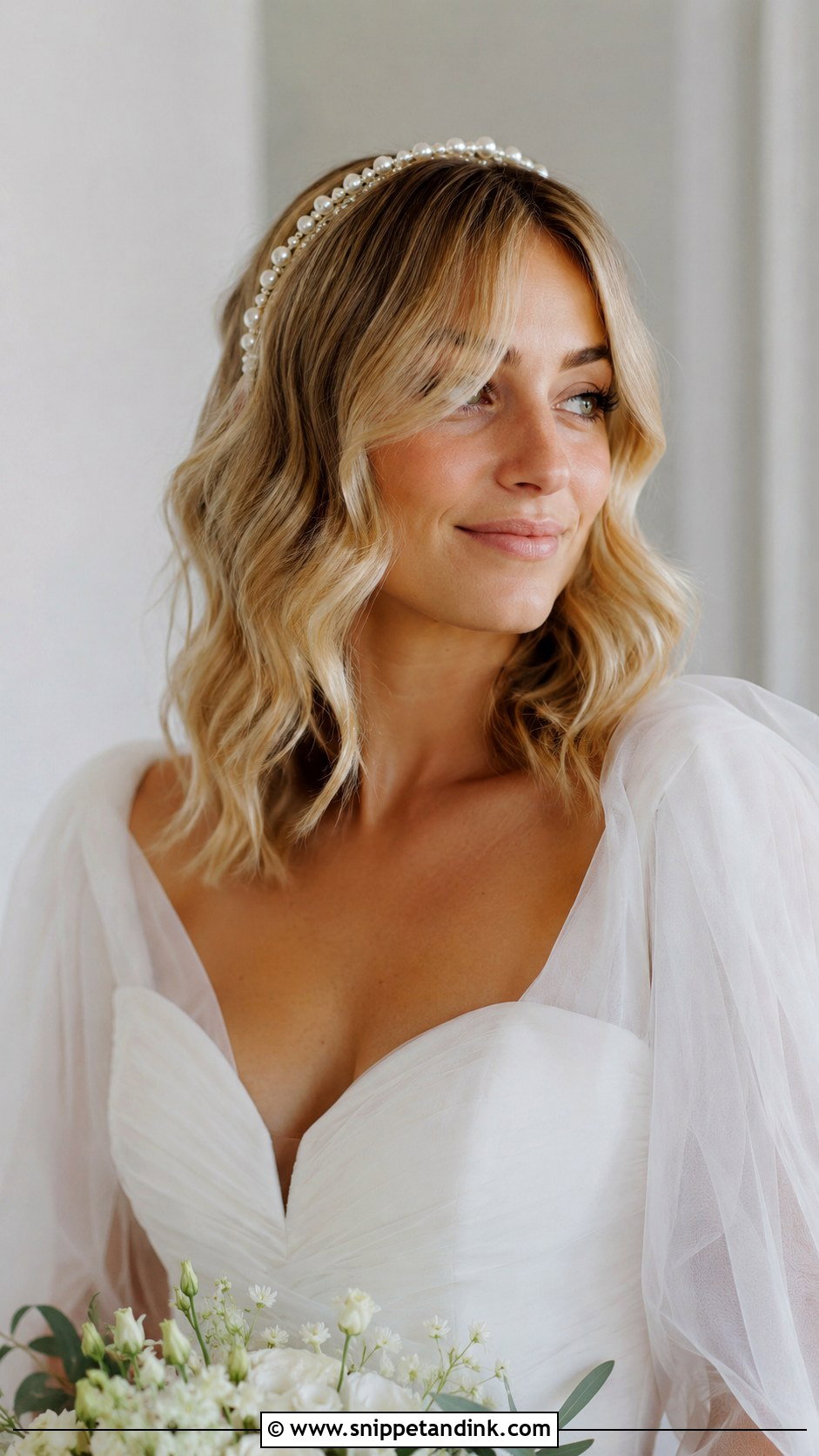 Wavy Lob With Curtain Bangs - Snippet and Ink - 25 Bride Short Hairstyles