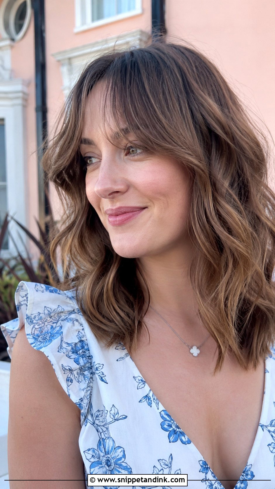 Wavy Lob With Curtain Bangs - Snippet and Ink - 25 Easy Medium Wedding Guest Hairstyles