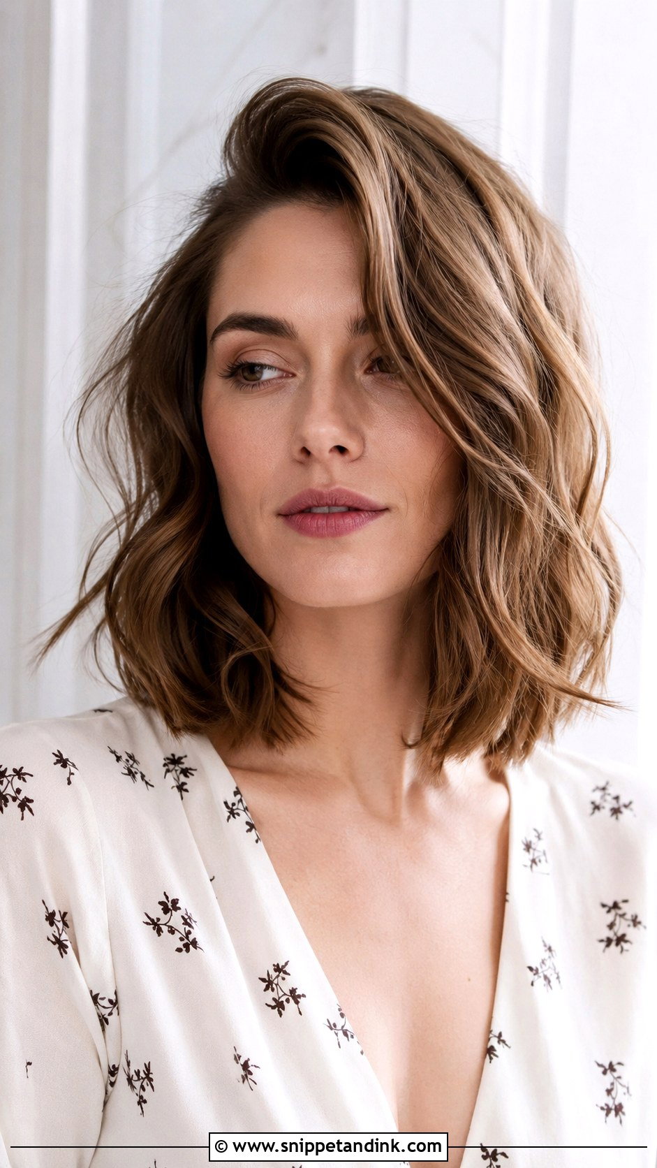 Wavy Lob With Deep Side Part - Snippet and Ink - 25 Easy Wedding Guest Hair Ideas