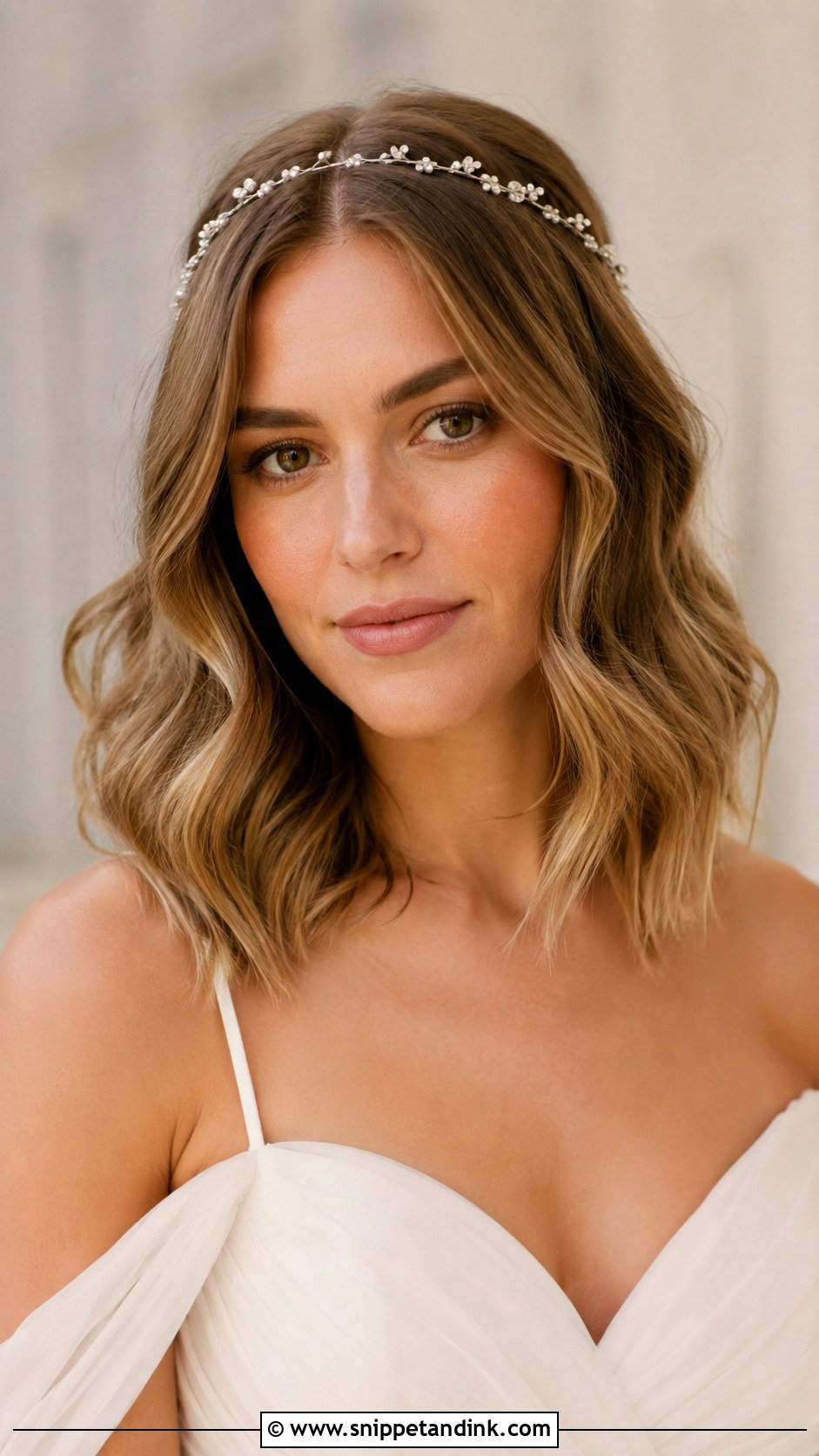 Wavy Lob With Middle Part - Snippet and Ink - 25 Medium Length Wedding Hairstyles