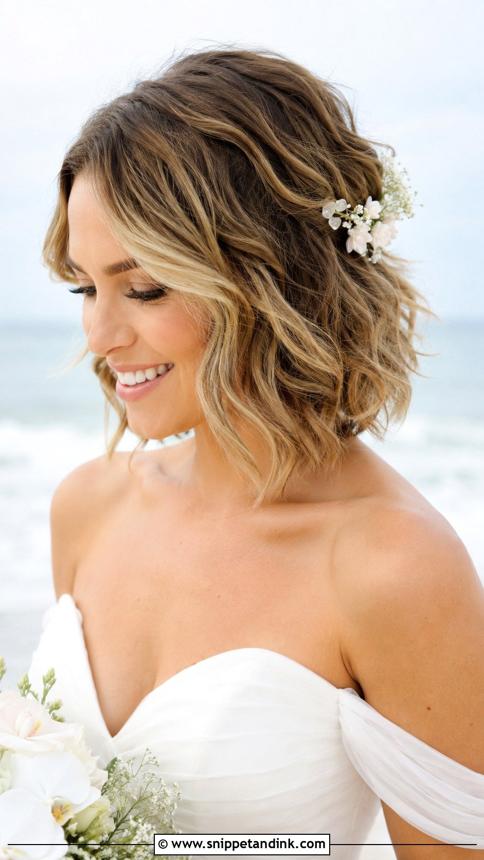Wavy Lob for Beach Brides - Snippet and Ink - 25 Beach Bridal Hair Ideas