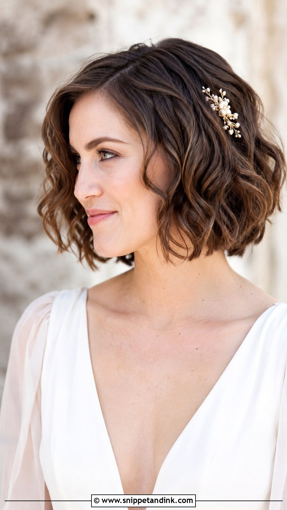 Wavy Lob for Short Hair Brides - Snippet and Ink - 30 Classy Wedding Hair Down Ideas