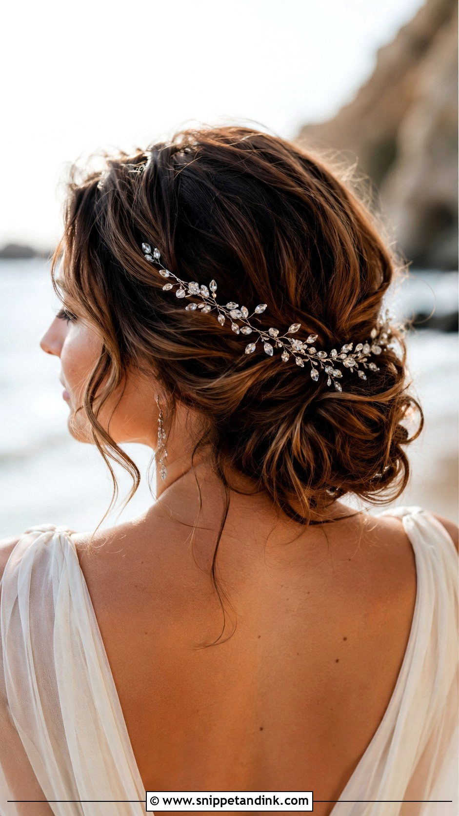 Wavy Low Bun - Snippet and Ink - 35 Bridal Bun Ideas