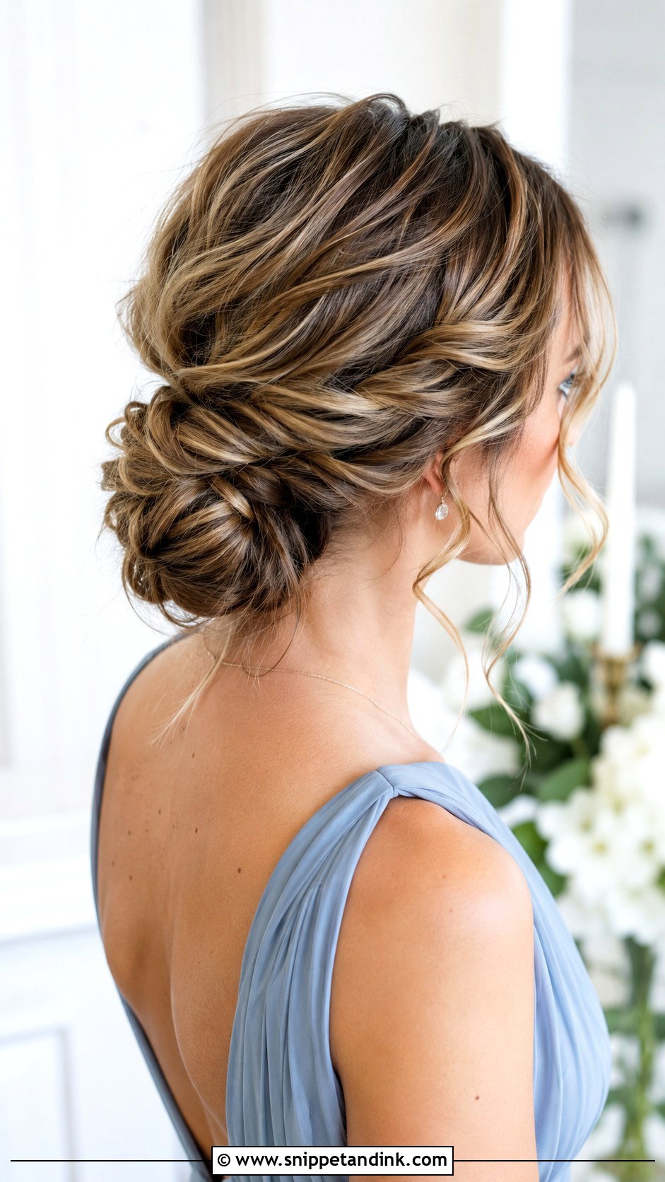 Wavy Low Bun Bridesmaid Hairstyle - Snippet and Ink - 20 Wavy Bridesmaid Hairstyles