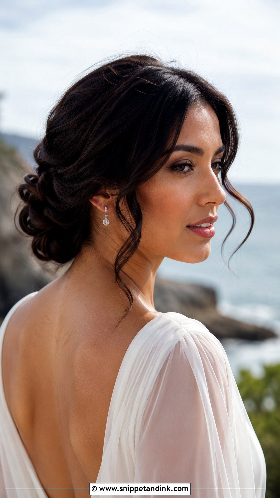Wavy Low Bun For Short Wedding Hair - Snippet and Ink - 15 Low Bun Short Wedding Hair Ideas