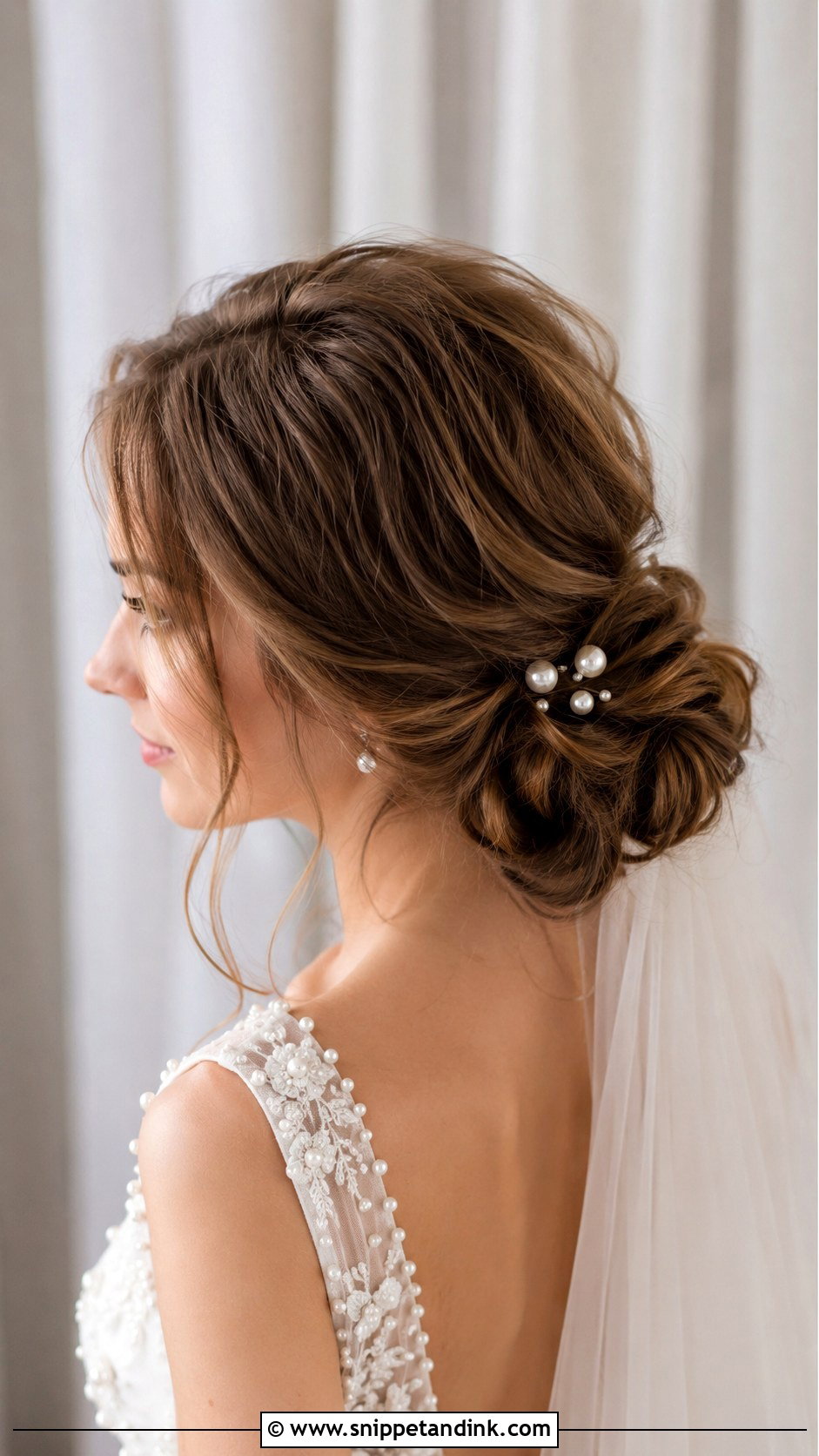 Wavy Low Bun Wedding Hair - Snippet and Ink - 25 Wavy Wedding Hair Ideas