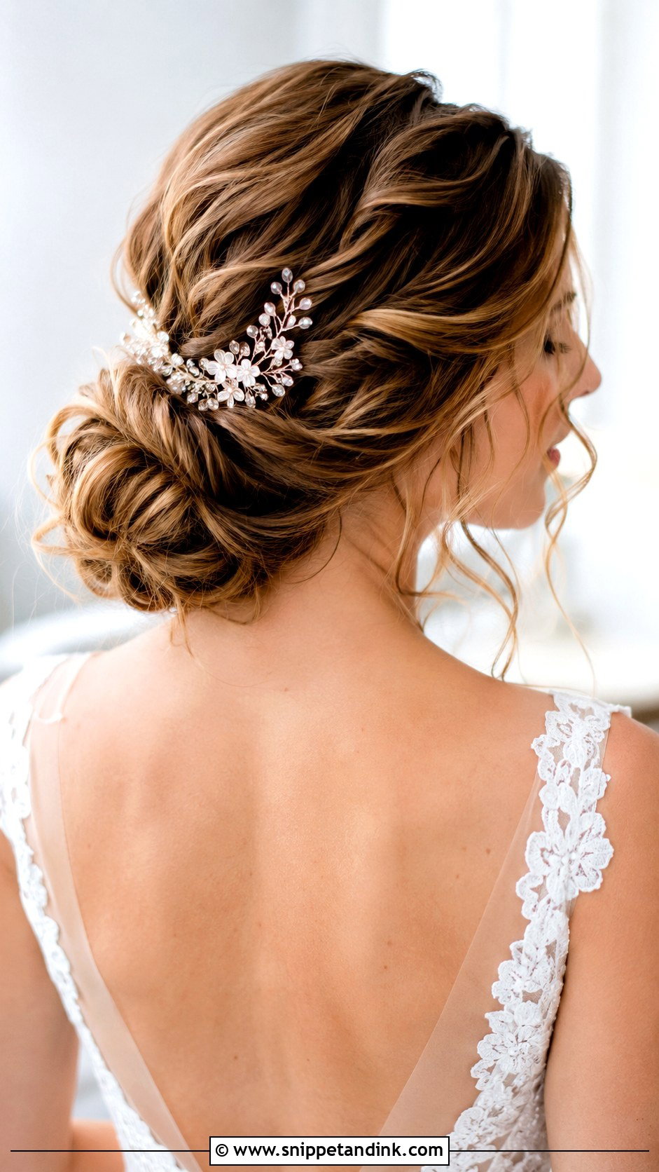 Wavy Low Bun Wedding Hair - Snippet and Ink - 15 Wavy Hairstyles for Long Hair Wedding