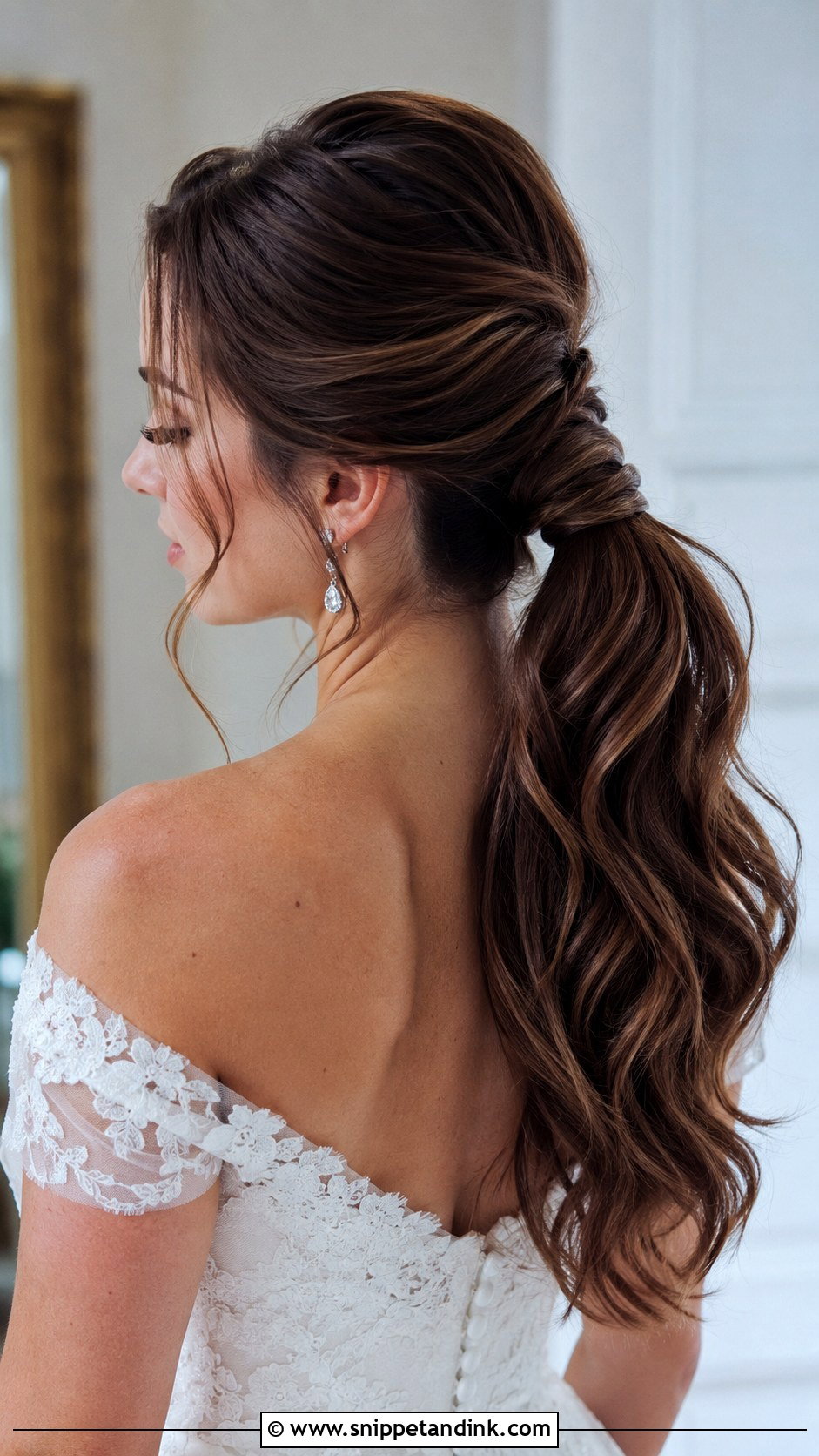 Wavy Low Pony Bridal Hair - Snippet and Ink - 20 Low Pony Bridal Hair Ideas