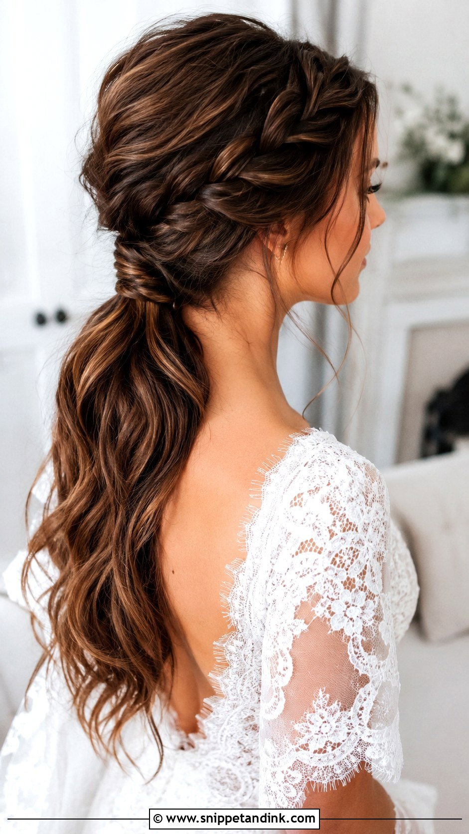 Wavy Low Ponytail Bridal Hair - Snippet and Ink - 15 Low Ponytail Bridal Hair Ideas
