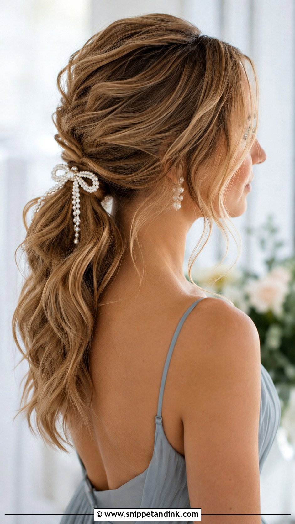 Wavy Low Ponytail Bridesmaid Hairstyle Medium Hair - Snippet and Ink - 20 Bridesmaid Hairstyle Medium Hair Ideas