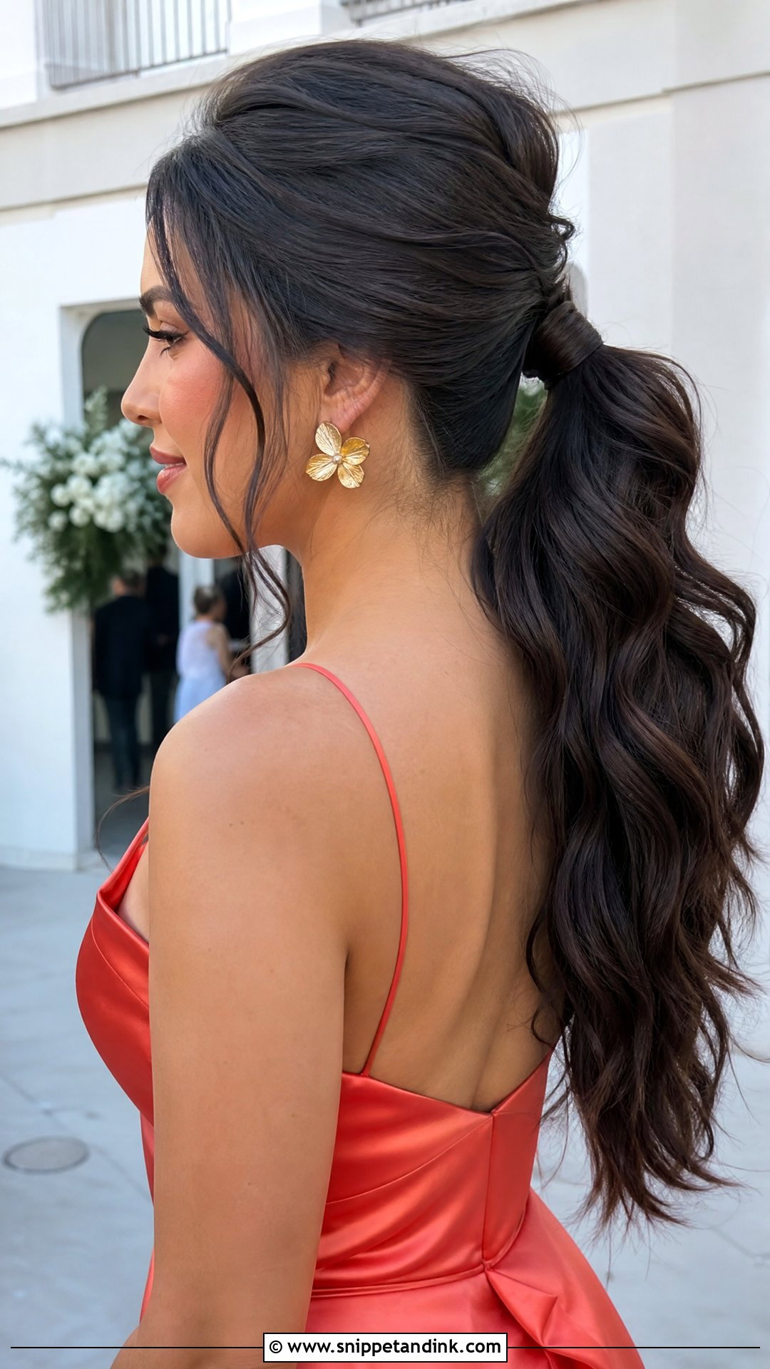 Wavy Low Ponytail Wedding Guest Hair - Snippet and Ink - 20 Wavy Hairstyles for Wedding Guest