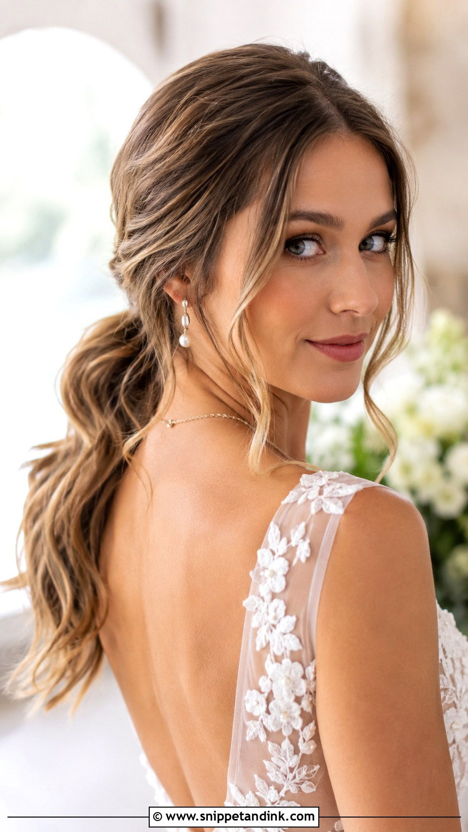 Wavy Low Ponytail for Bride - Snippet and Ink - 20 Hair Ponytail Styles Wedding