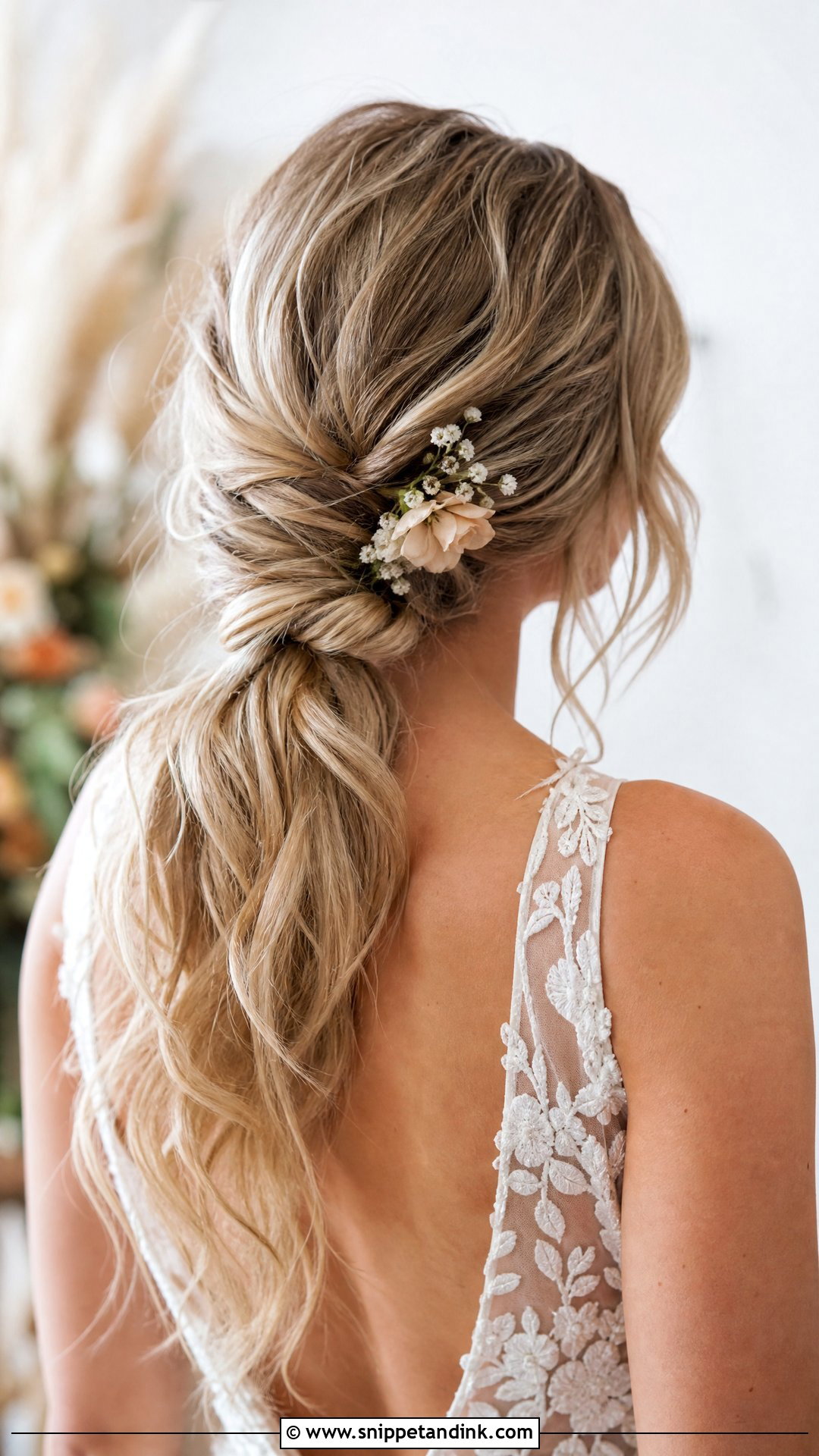 Wavy Low Ponytail for Weddings - Snippet and Ink - 20 Wedding Low Ponytail Hairstyles
