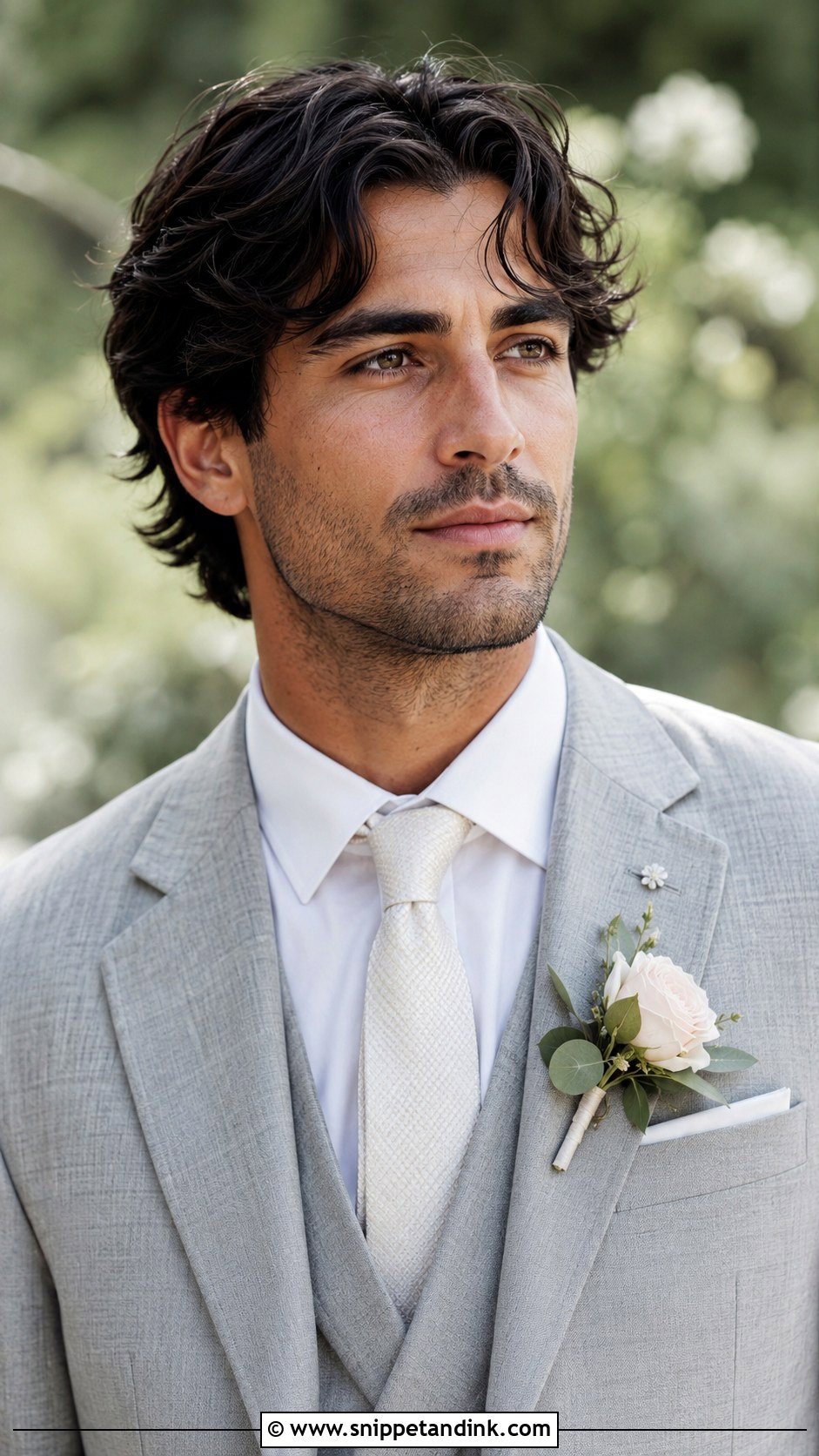 Wavy Medium Hairstyle for Grooms - Snippet and Ink - 20 Hairstyle for Groom Ideas