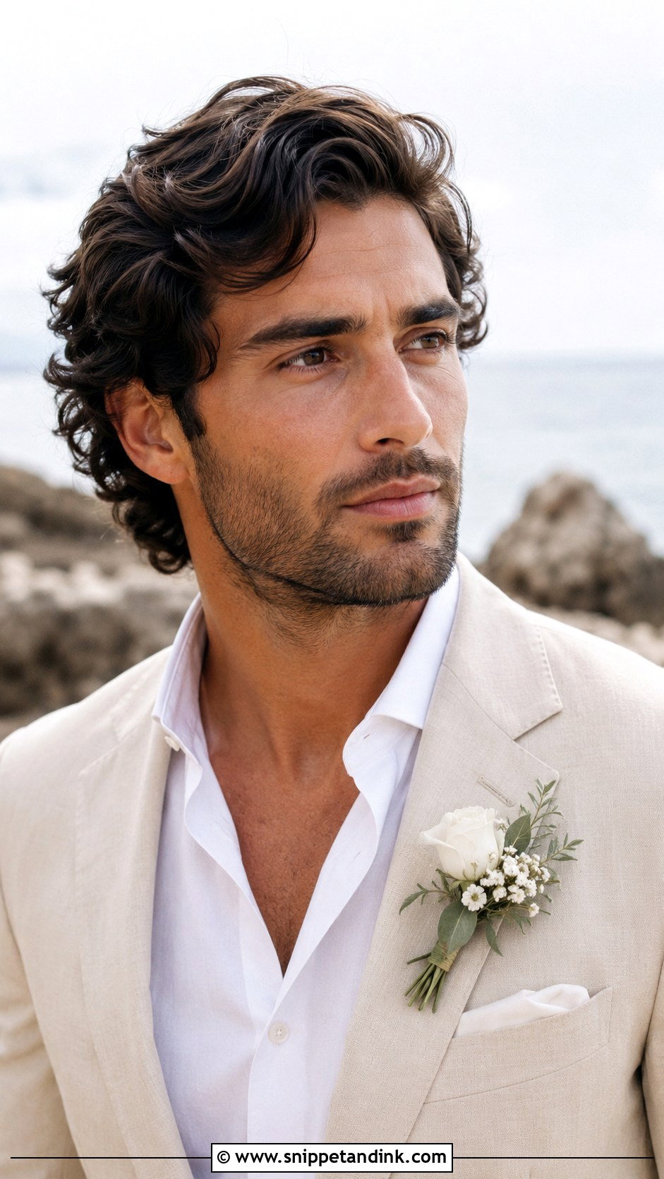 Wavy Medium Length Hairstyle - Snippet and Ink - 20 Mens Wedding Hairstyles