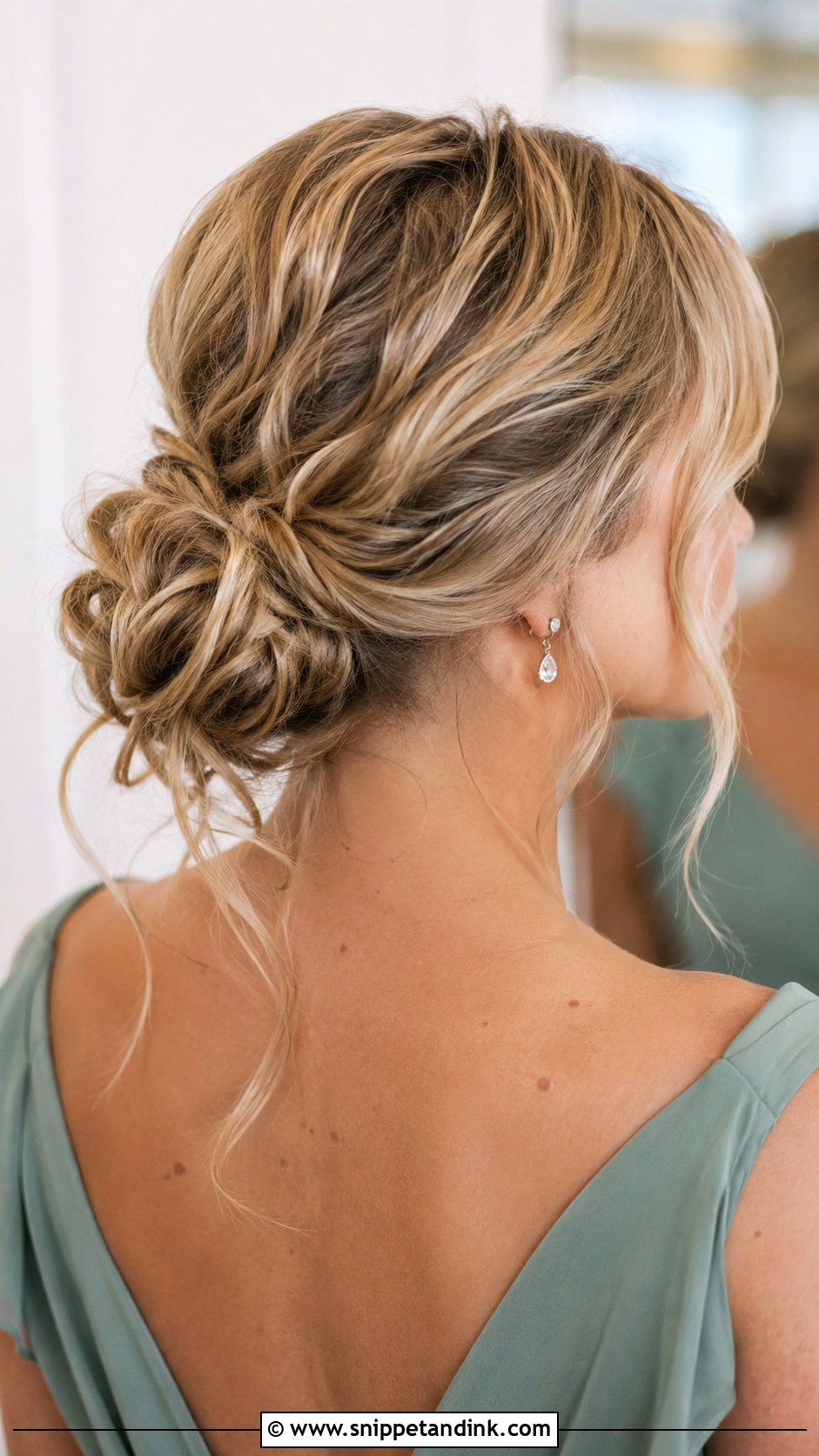 Wavy Messy Bun Bridesmaid Hair - Snippet and Ink - 20 Messy Bun Bridesmaid Ideas