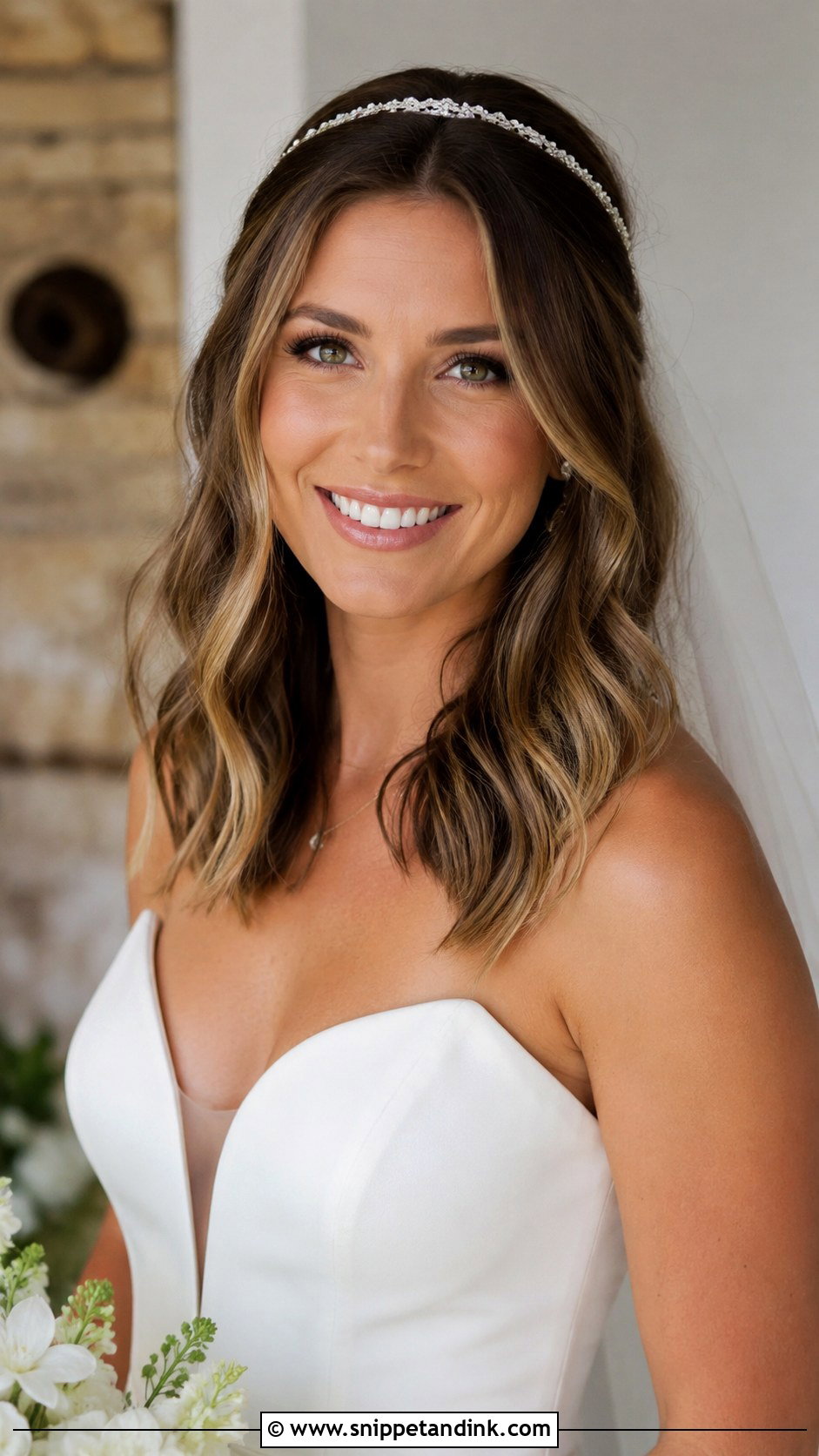 Wavy Mid Length Open Hair - Snippet and Ink - 20 Open Bridal Hairstyle Ideas