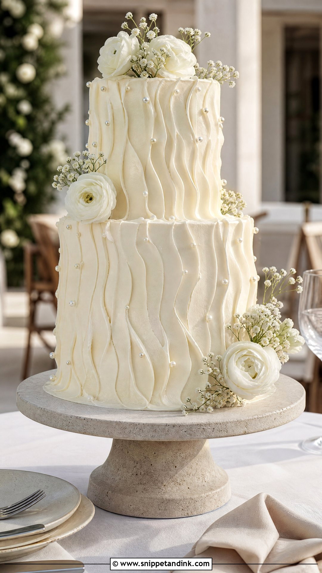 Wavy Piping Wedding Cake - Snippet and Ink - 20 Wedding Cake 2024