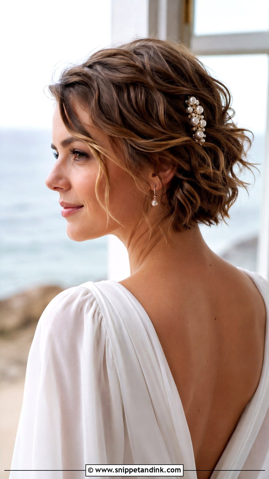 Wavy Pixie Cut Bridal Look - Snippet and Ink - 25 Pixie Cut Wedding Hair Ideas