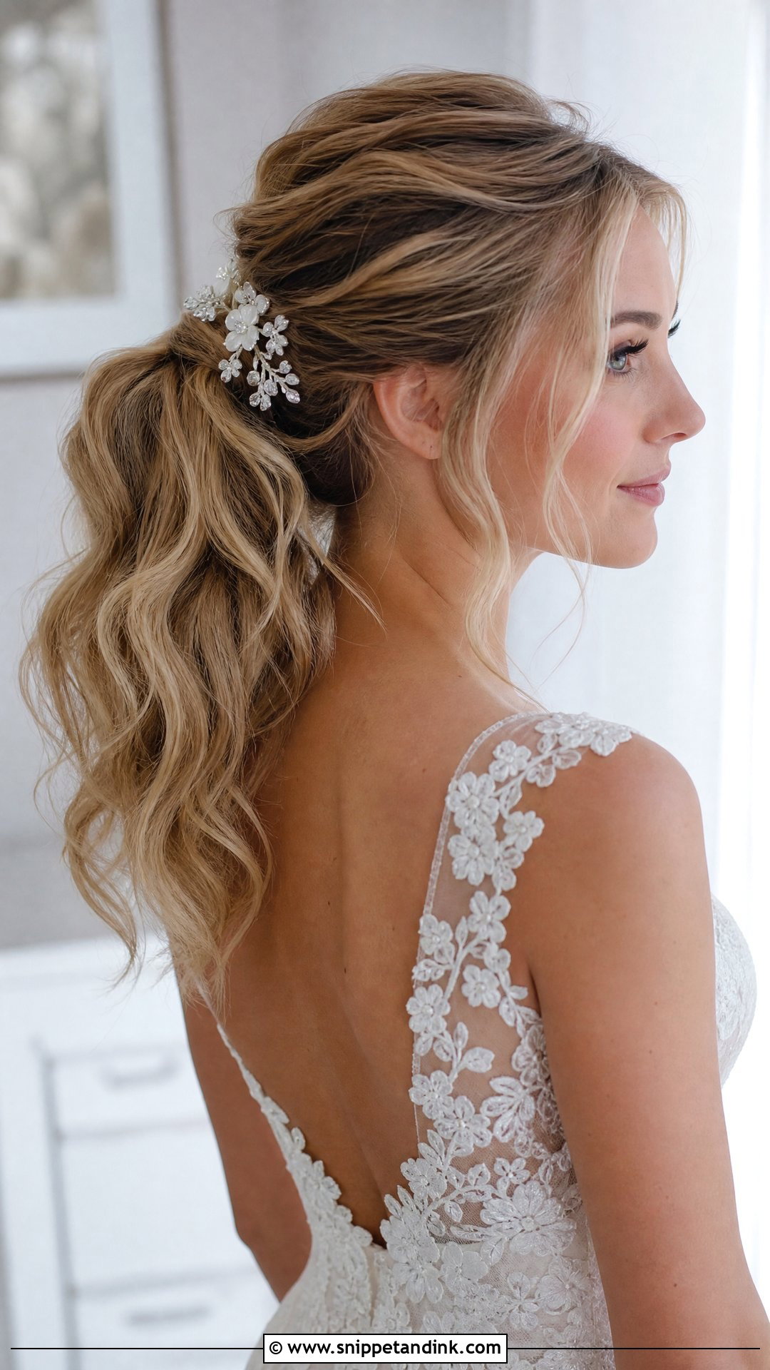 Wavy Ponytail Bride Hair - Snippet and Ink - 20 Ponytail Bride Hair Ideas