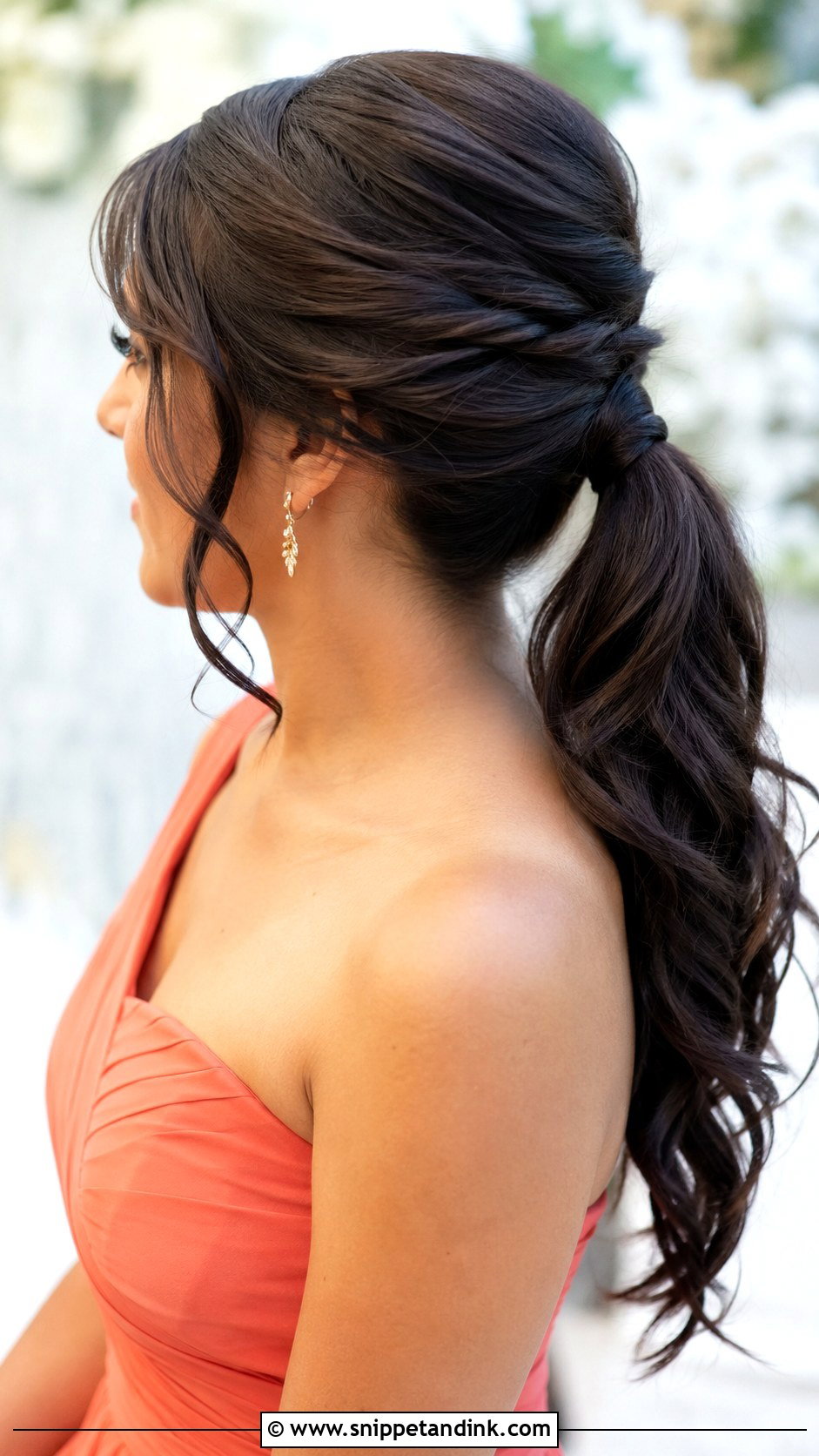 Wavy Ponytail Bridesmaid Hairstyle For Medium Hair - Snippet and Ink - 30 Bridesmaid Hairstyles Medium Length