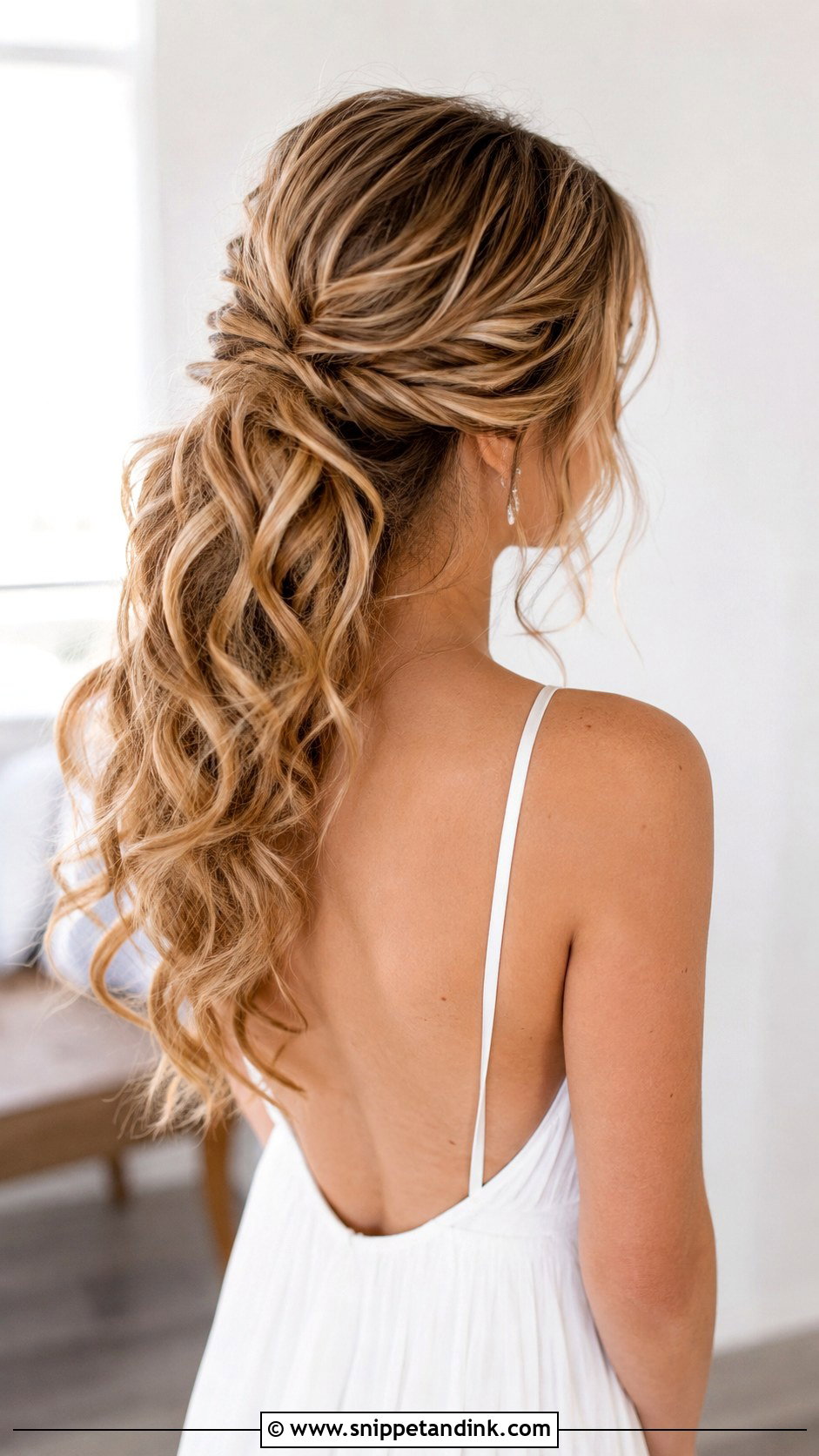 Wavy Ponytail Updo - Snippet and Ink - 25 Ponytail Updo Wedding Ideas