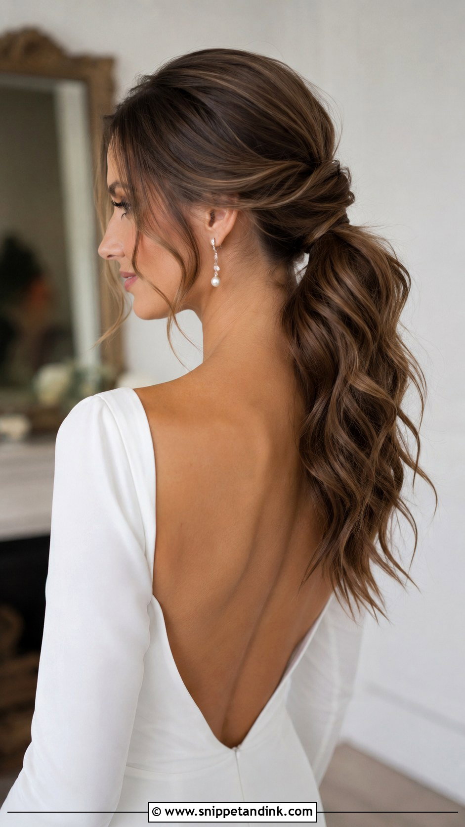 Wavy Ponytail Wedding Hair - Snippet and Ink - 20 Wavy Hair Wedding Styles