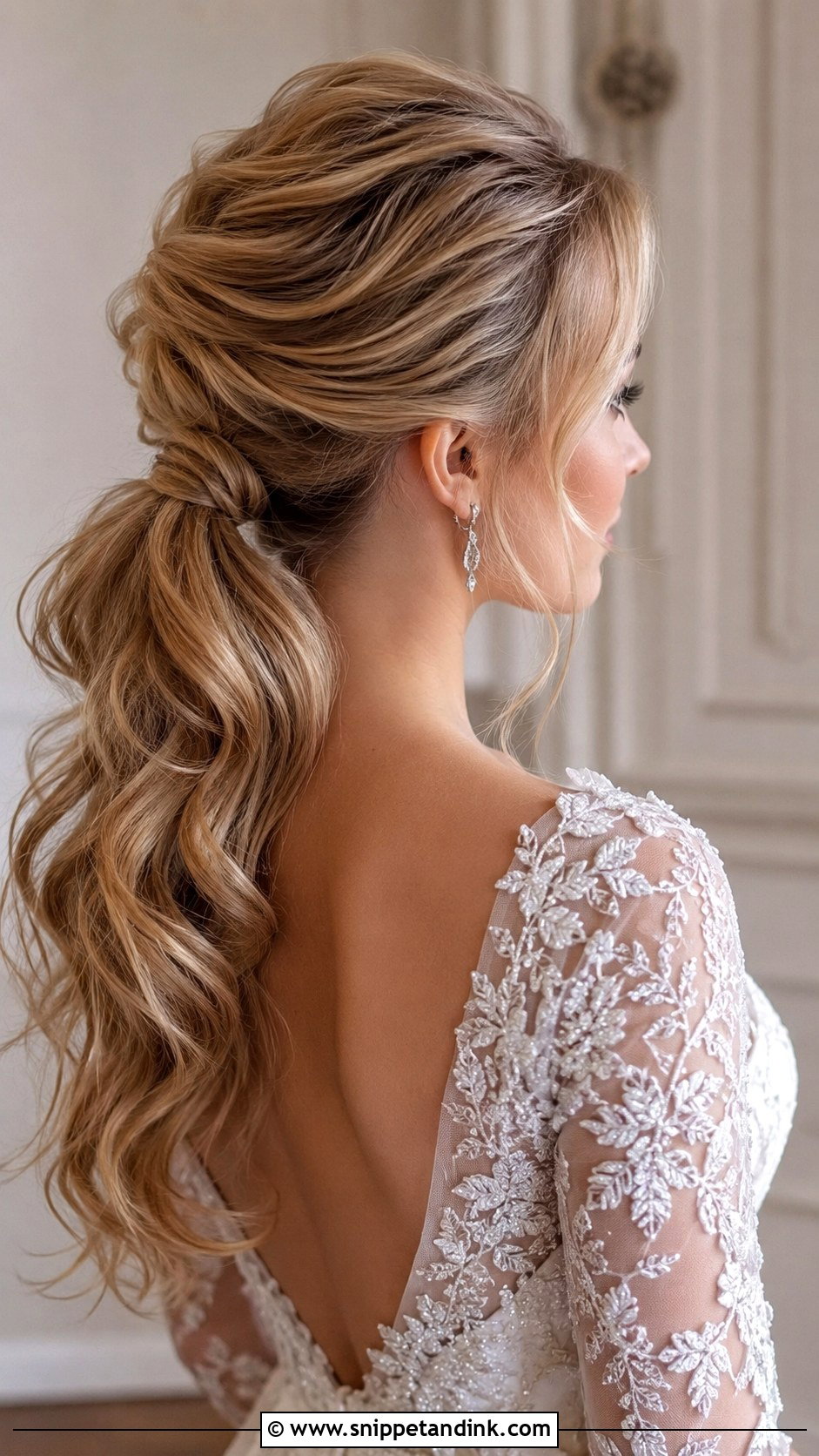 Wavy Ponytail With Crown Height - Snippet and Ink - 25 Bridal Hair for Round Face Ideas