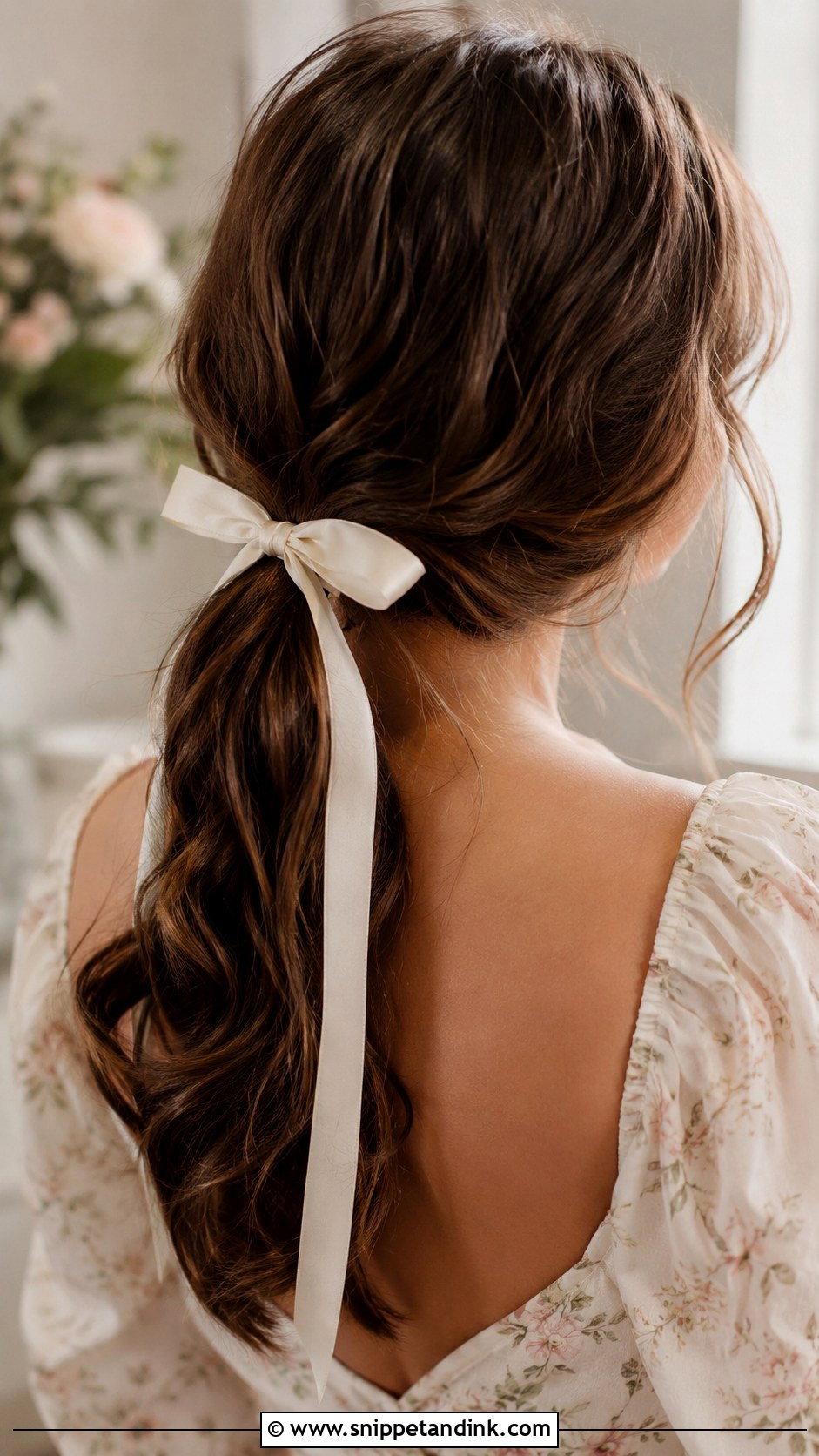 Wavy Ponytail With Ribbon - Snippet and Ink - 25 Cute Hairstyles for Wedding Guest