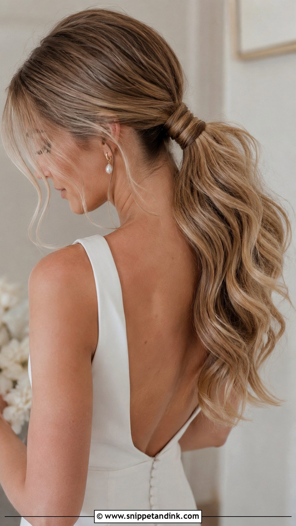 Wavy Ponytail for the Modern Bride - Snippet and Ink - 20 Wavy Wedding Hairstyles